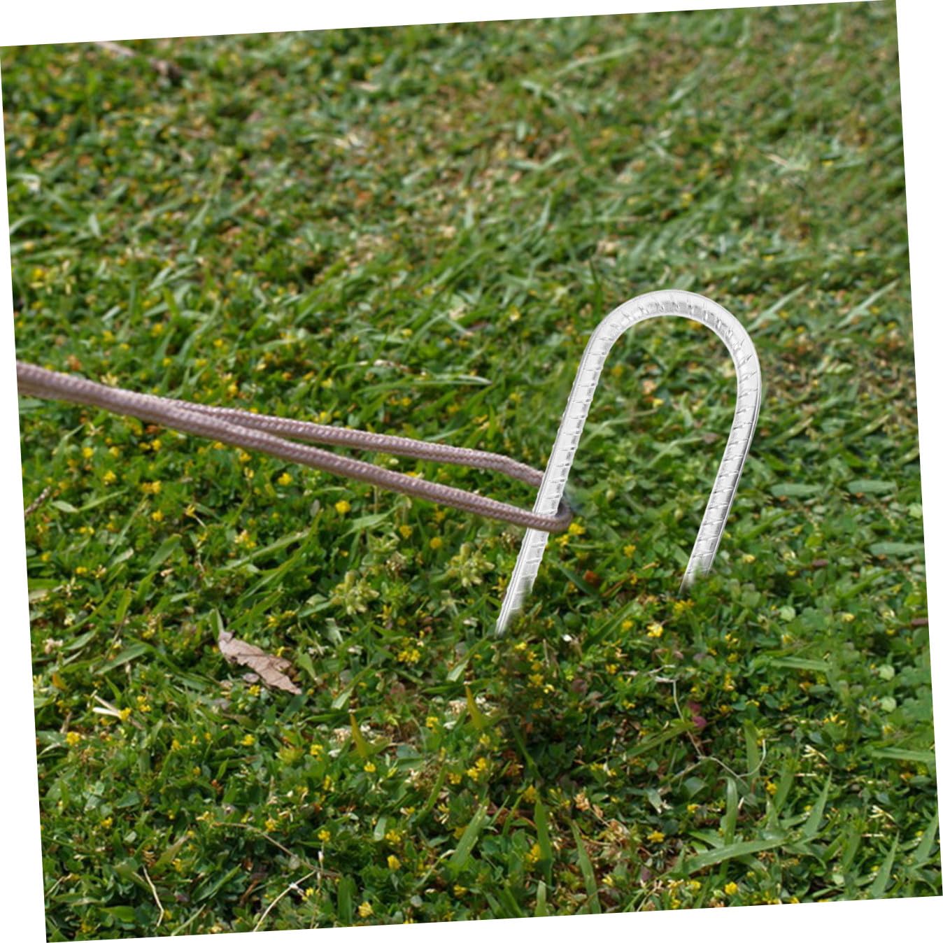 Happyyami Picchetti a U in Acciaio Zincato per Campeggio e Giardinaggio, Resistenti e Durevoli, 8 Pezzi per Tende e Teli da Giardino, Fissaggio Sicuro del Terreno