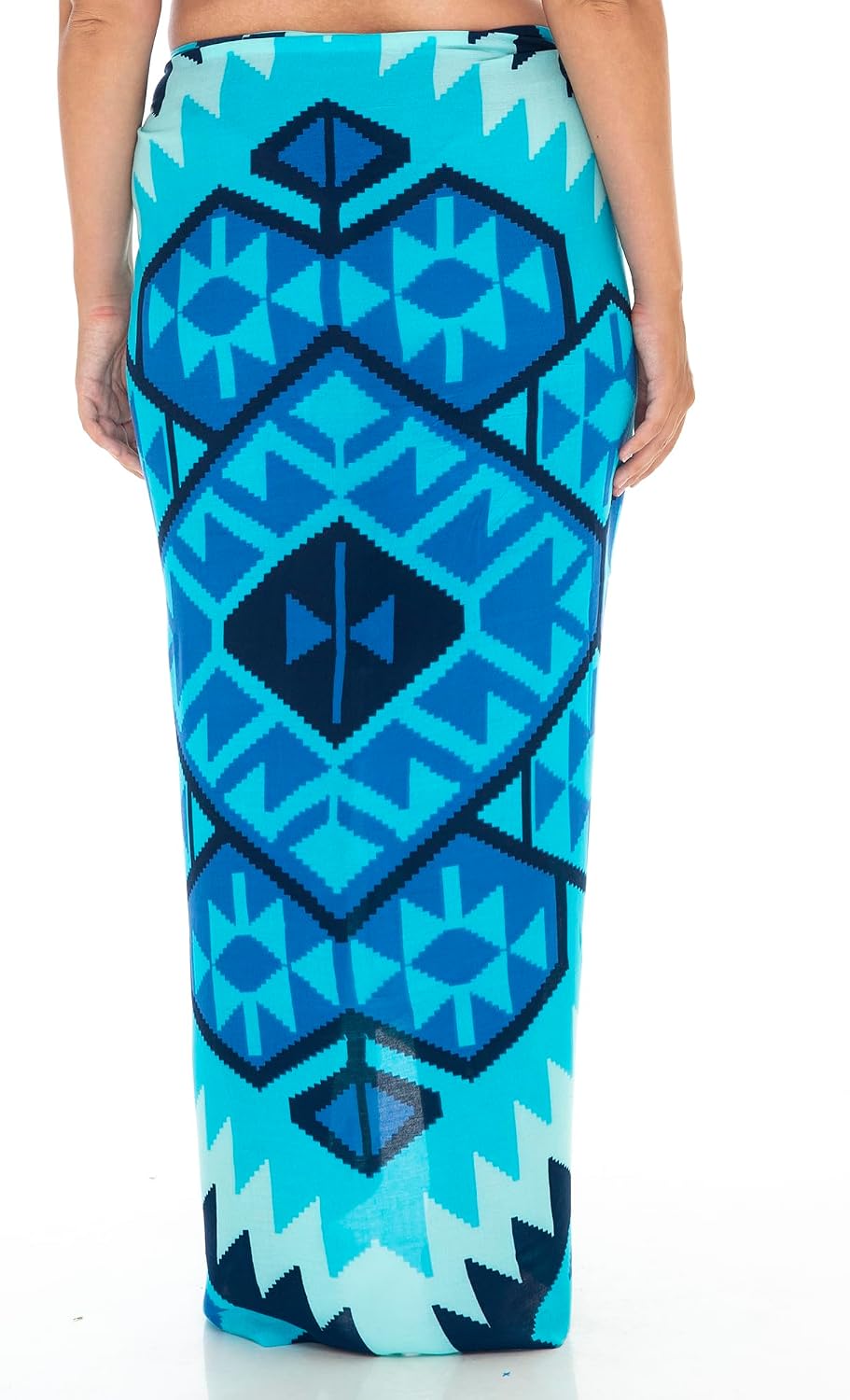 SHU-SHI Sarong Wraps for Women Beach Cover up Skirt Rayon Pareo Hand-Screen Printed Tribal Geometric Lightweight Wrap