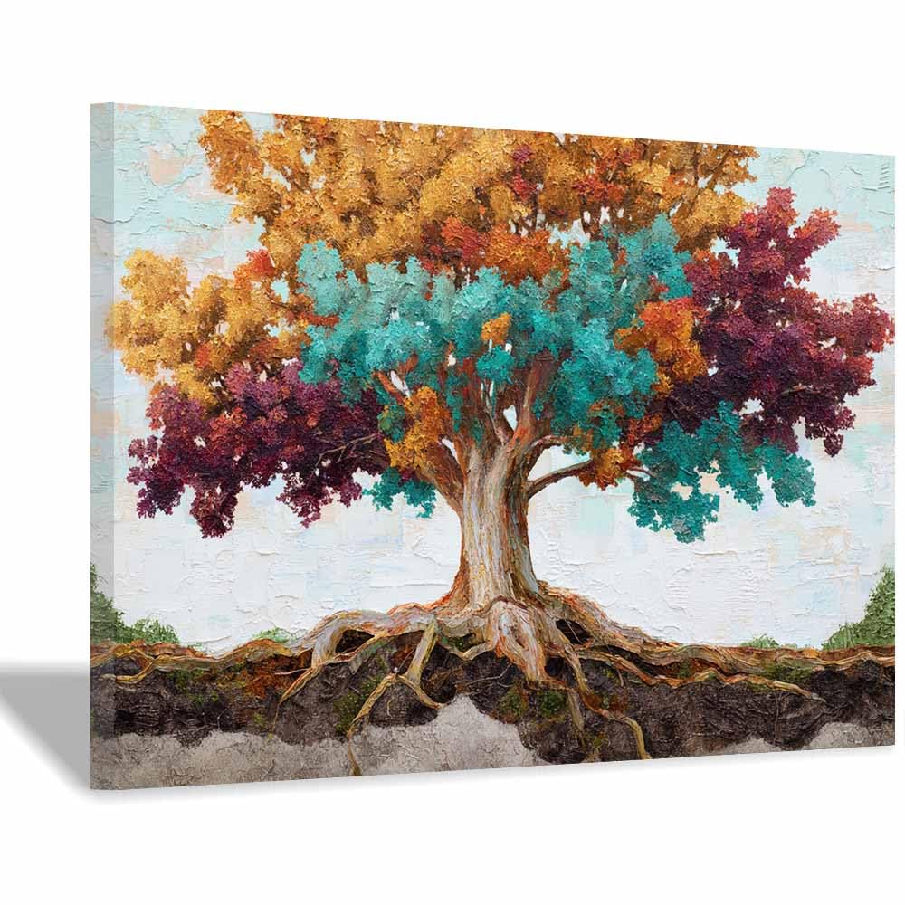 XENIOU Nature Wall Art Art Blue Foliage Tree canvas painting wall art, Living Room Bedroom Hallway Stairs Decoration.(Multicolor)-70x100cm Framed