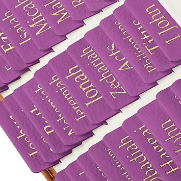 Purple Leather Bible Tabs, Laminated Bible Tabs for Women Study Bible, Easy to Read and Apply 84 Bible Index Book Tabs in Total 66 Bible Tabs Old and New Testament 18 Blank Tabs Gold Foil Lettering