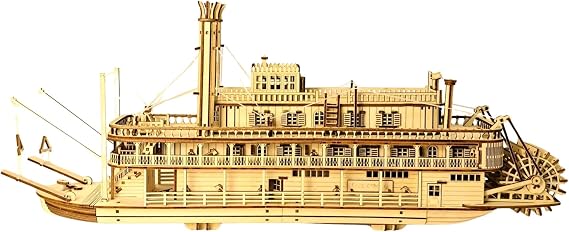AlgWoodDesign Nehir Gemisi Ahşap Maket Seti 713 Parça – DIY 3D Puzzle Mississippi Buharlı Gemi Koleksiyoner Modeli