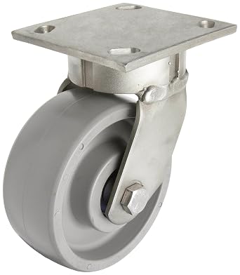 40 Series Plate Caster, Swivel, Thread Guard, Elastomer Wheel, Ball Bearing, 900 lbs Capacity, 4" Wheel Dia, 1-1/2" Wheel Width, 5-5/8" Mount Height, 4-1/2" Plate Length, 4" Plate Width