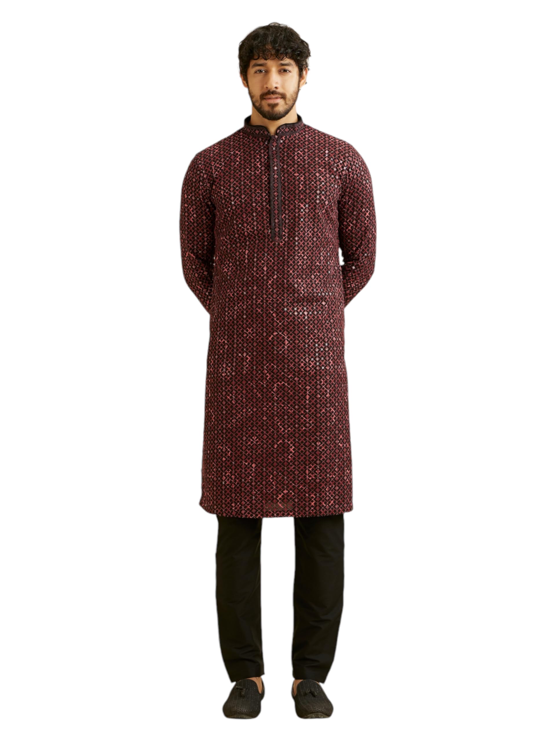 manyavar Men's Viscose Digital Print Kurta Set (2pcs)-picture-24