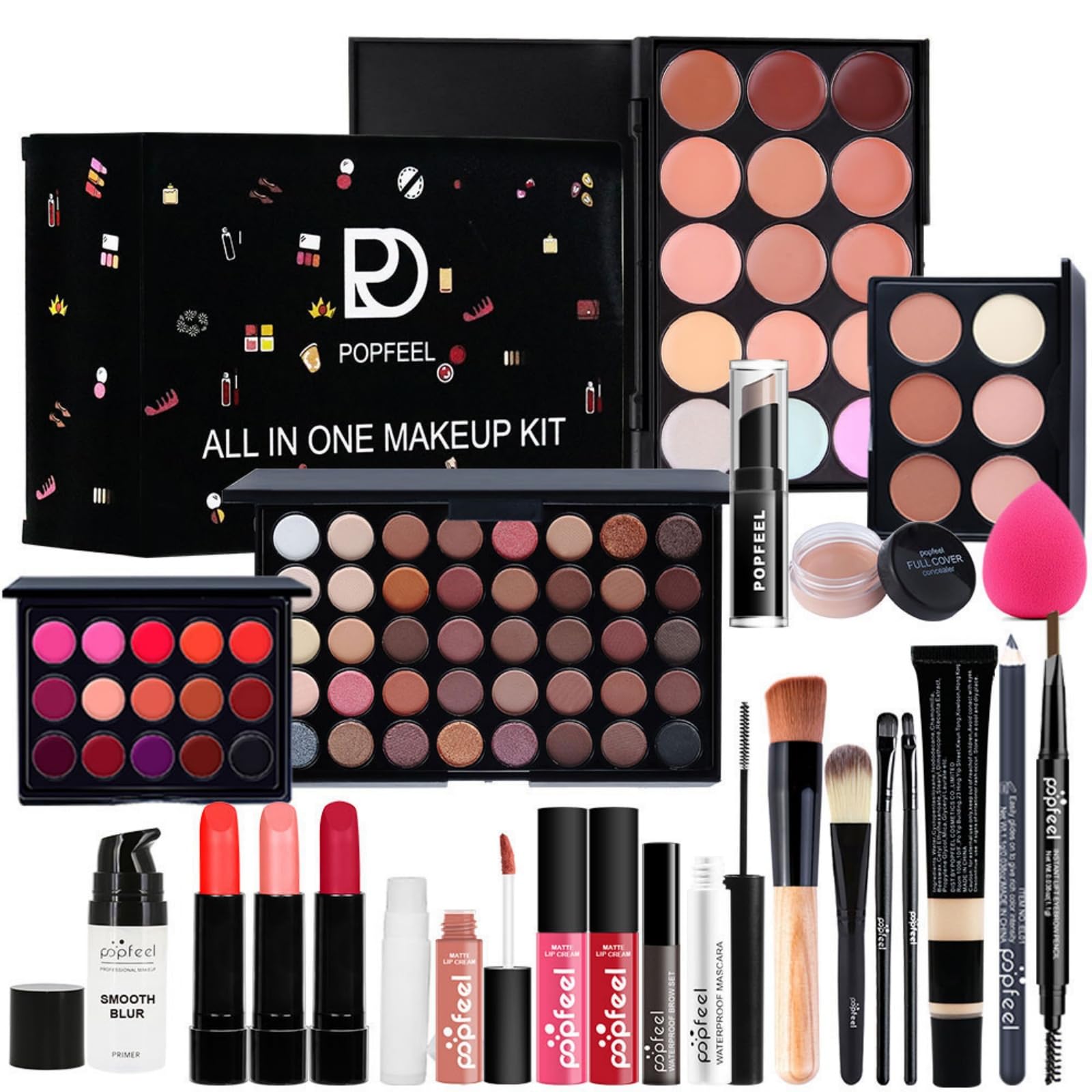 Trousse Trucchi Donna & Ragazza 24 Pezzi - Set Cosmetics Tutto-in-Uno con Palette ombretti occhi, lucidalabbra, correttore, mascara, pennelli trucco - Ideale per Principianti e Come Regalo