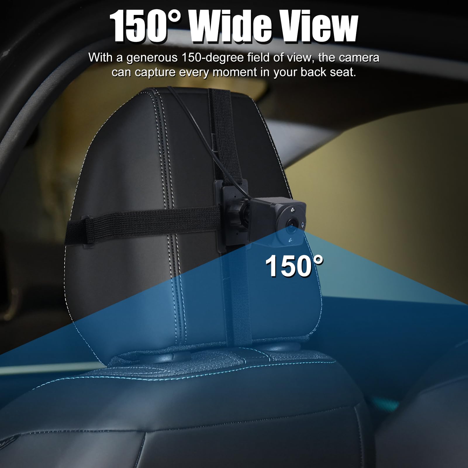 Cámara para automóvil de bebé con pantalla IPS de 7 pulgadas - Espejo doble de asiento trasero 1080P para vehículo - Vista gran angular de 150 grados con visión nocturna por