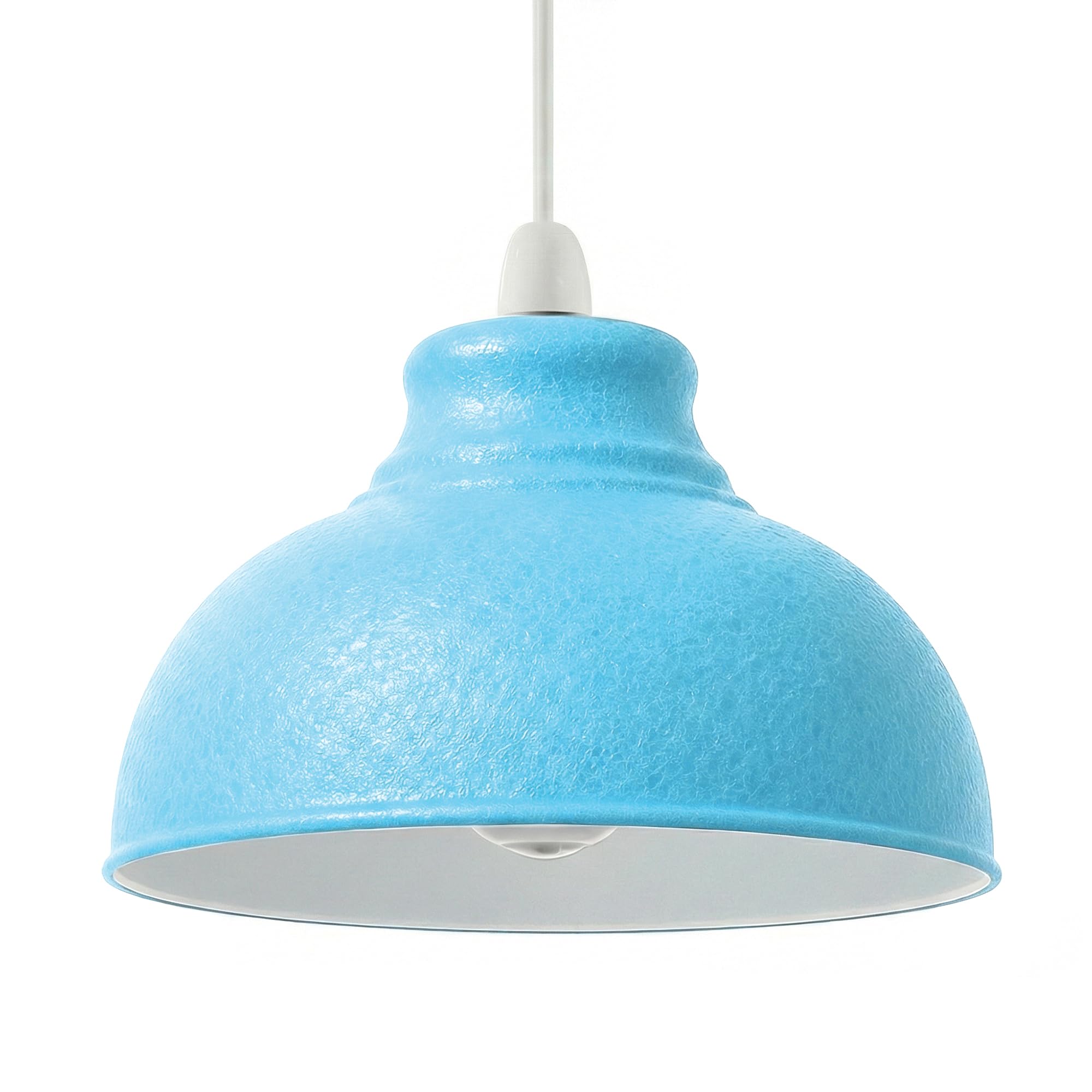 Retro Light Shade Ceiling, Curvy Metal Textured Lampshades for Ceiling Lights,Industrial Easy Fit Pendant Lamp Shades for Table Lamps,Living Room, Bedroom,Hallway, Home Décor (Blue Inner White)