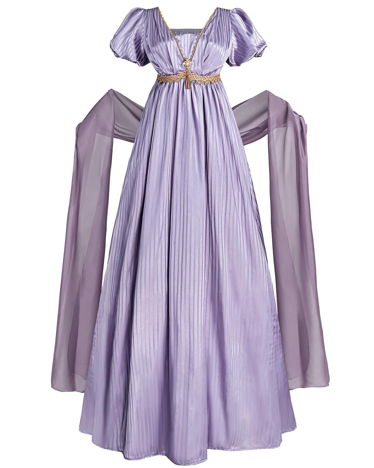 CR ROLECOS Regency Dresses for Women Empire Waist Regency Era Dress Costume Victorian Tea Gown Purple XS โ image 1
