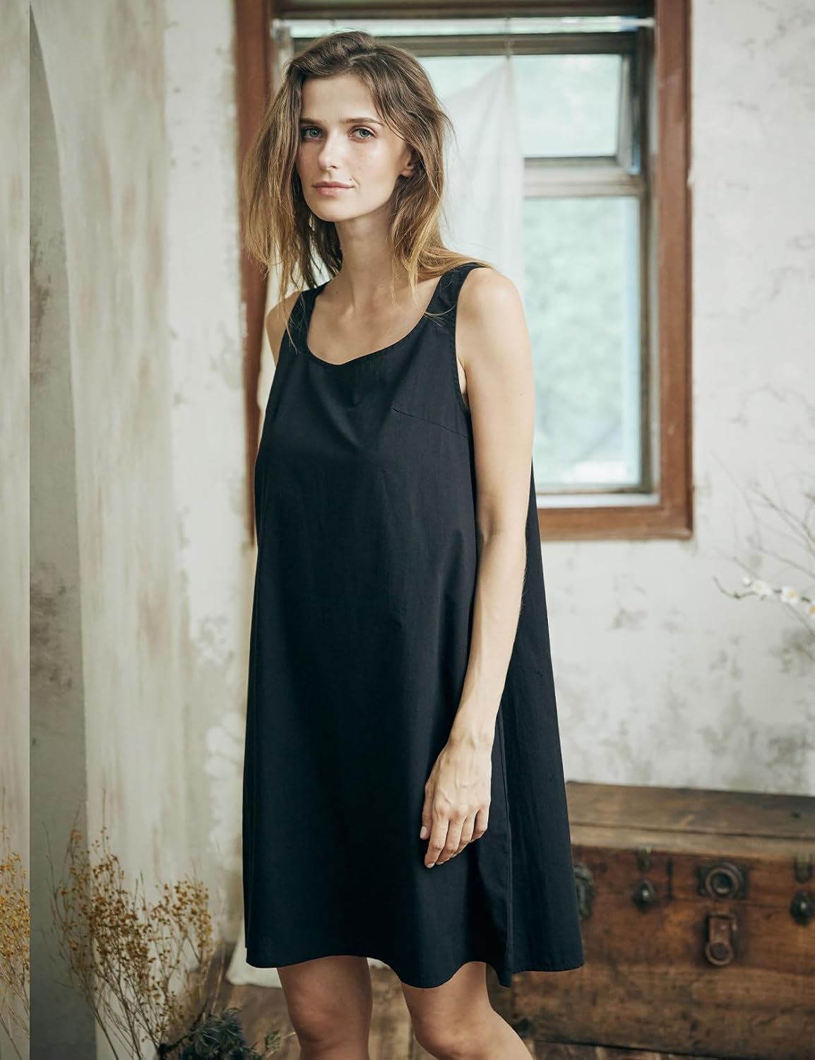BEAUTELICATE 100% Cotton Full Slip Wide Straps Lingerie for Women Round Neck Under Dress Nightdress
