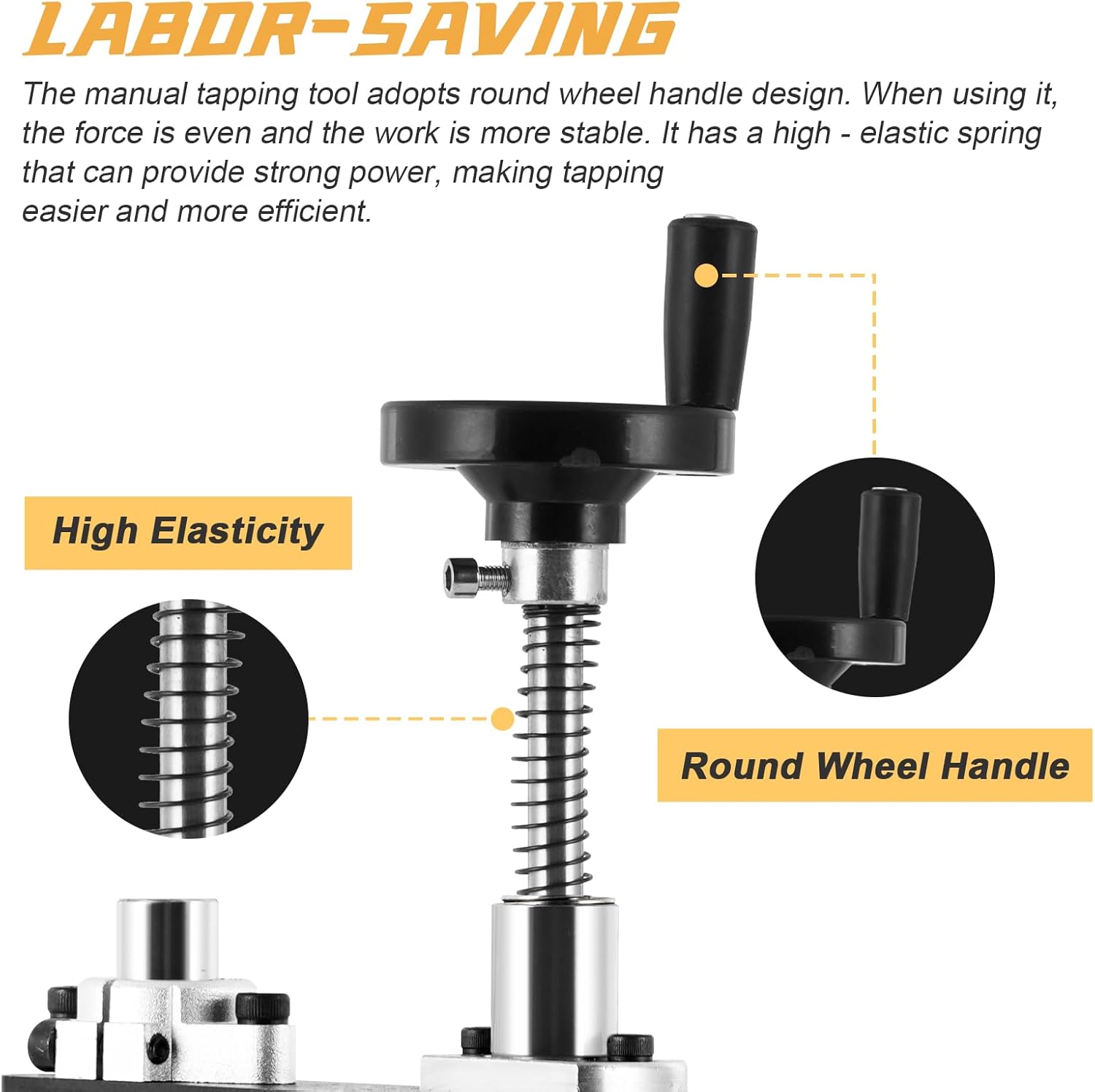 M3-M10 Manual Tapping Machine Hand Tapper w/Bench Vice & 6 Taps, Vertical Tapping Tool for Metal Wood Plastic