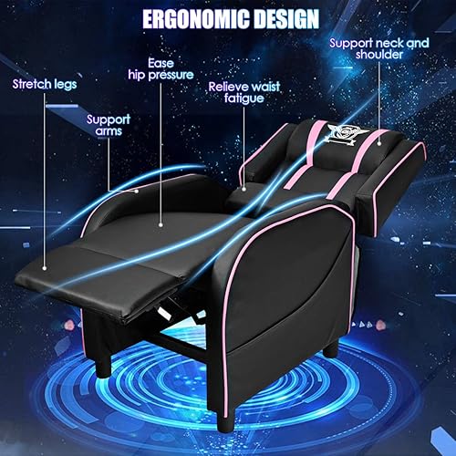 Miniatura 24 de Giantex Silla reclinable para juegos, sillas ajustables de masaje para adultos, sofá ergonómico y cómodo de cuero con reposapiés, control remoto,