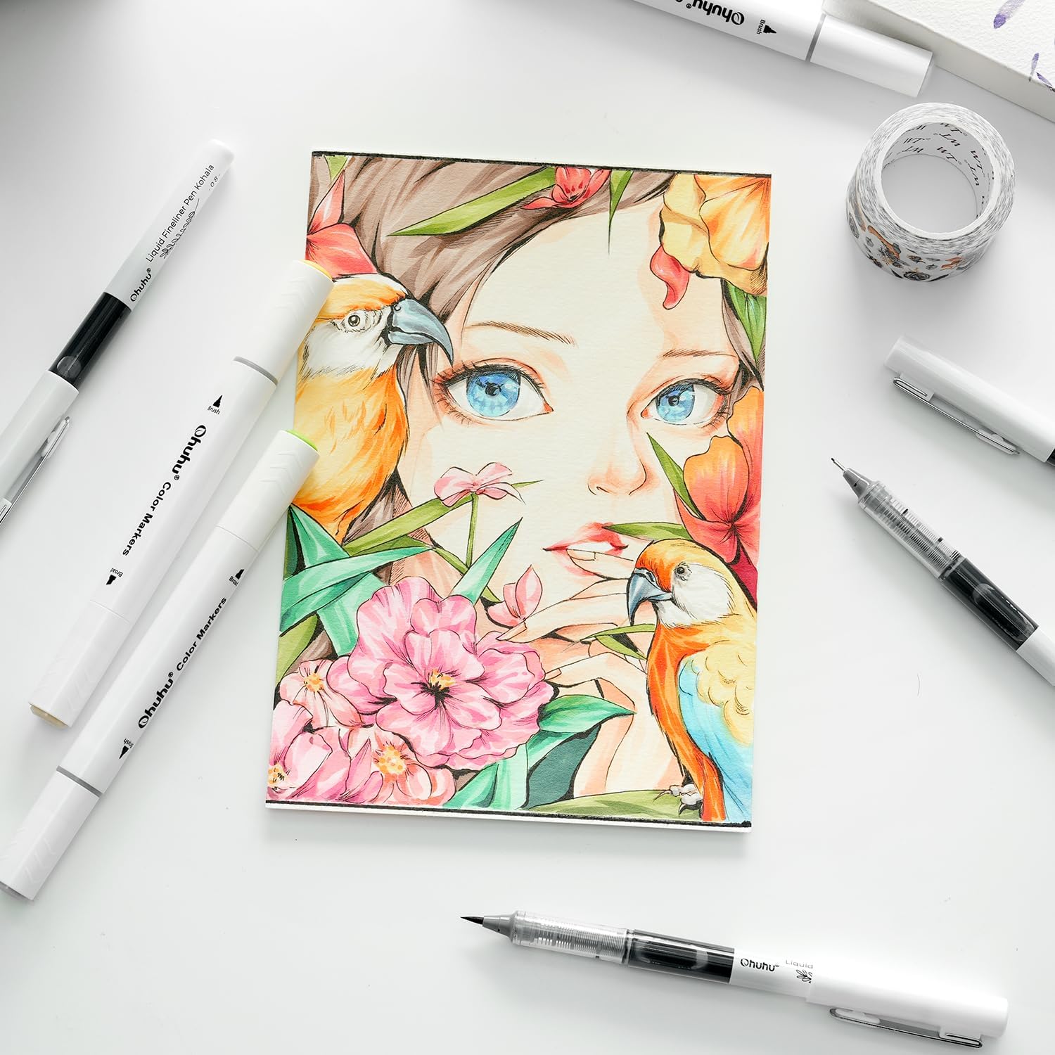 Ohuhu Liquid Fineliner Drawing Pens: 9 Sizes Micro Pens Drawing Pens Pigment Black Ink Water-proof Alcohol-proof Assorted Point Tips Smooth Writing Sketching Journaling Anime Artist Beginners - Kohala