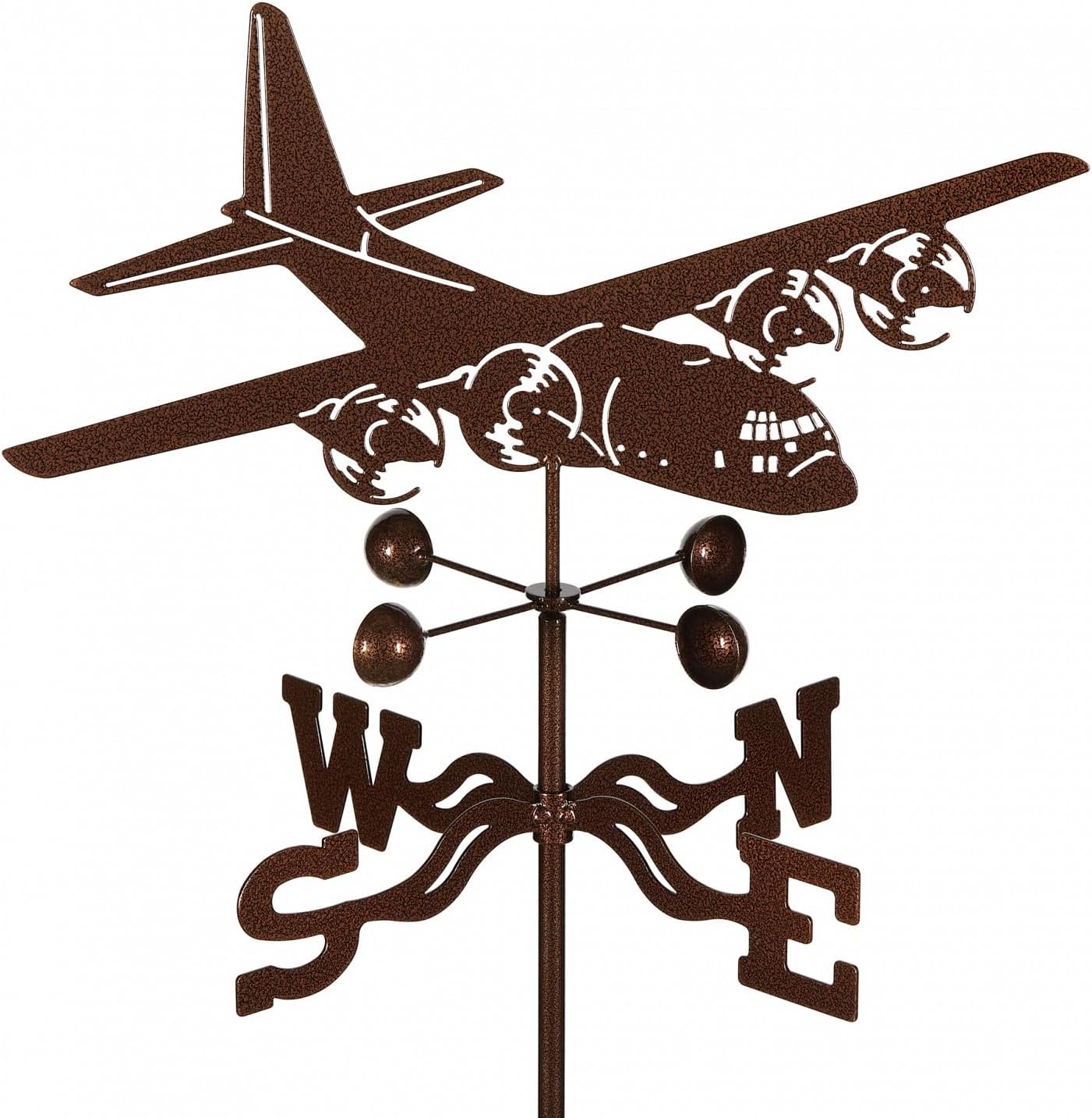 EZ Vane Steel C130 Airplane Weathervane 21” Height, Includes Metal Roof Mount, Wind Cups & Brackets | Hand-Crafted and Family-Owned, Made in The USA with Triple Powder Coating, Limited