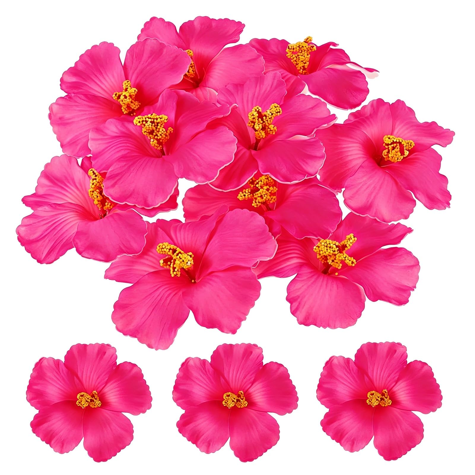 ZhuiFengAA 30PCS Faux Flowers, Flowers Party Summer Party DIY Foam Hibiscus Flower, for Tabletop Decoration Favors Supplies (No Clip)(Deep pink)