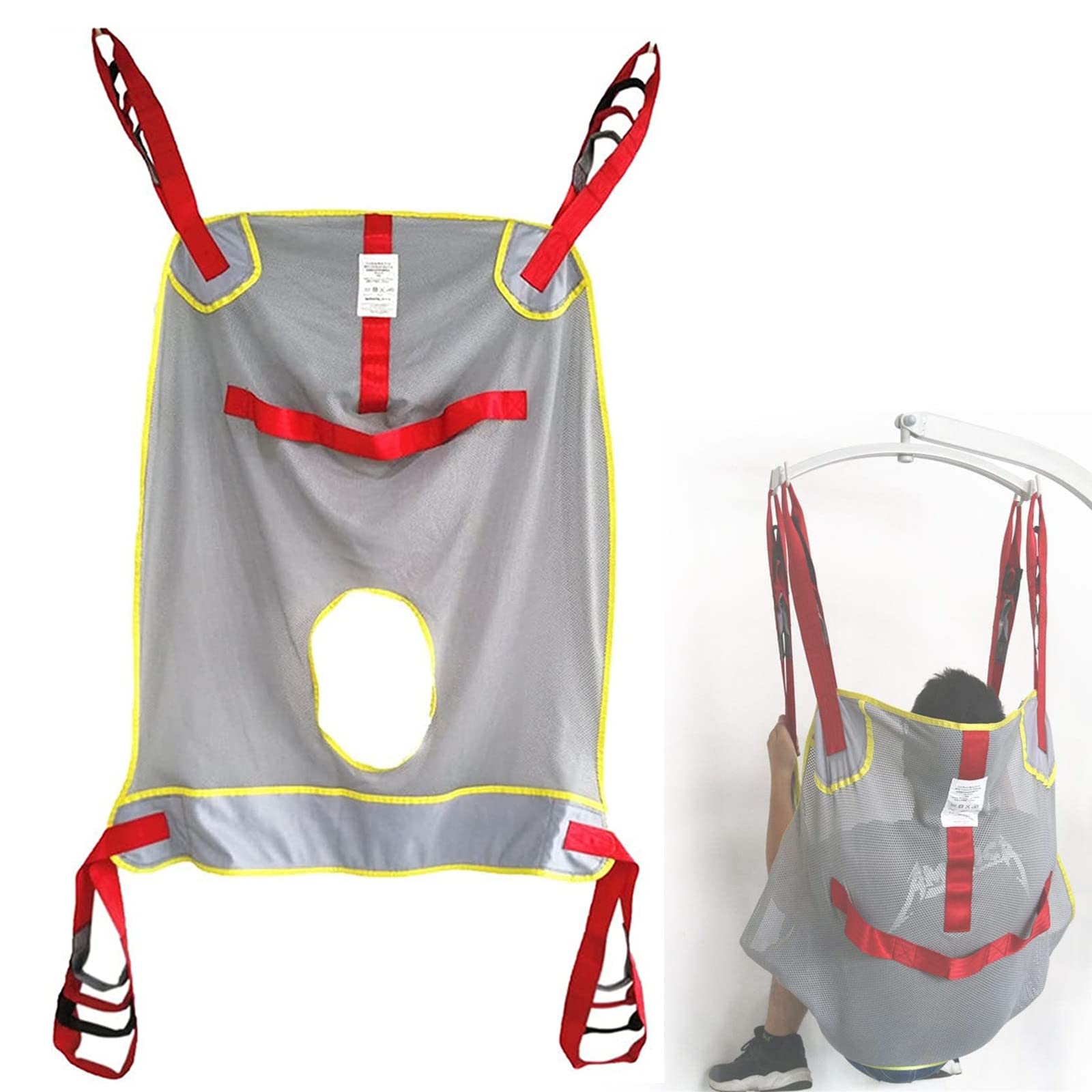 XYEJL Handicap Lift Commode Sling,Patient Lift Slings Belt,Medical Transfer Belt for Elderly and Handicapped,Full Body Sling Lift, Maximum Load Bearing 510 Lbs,L