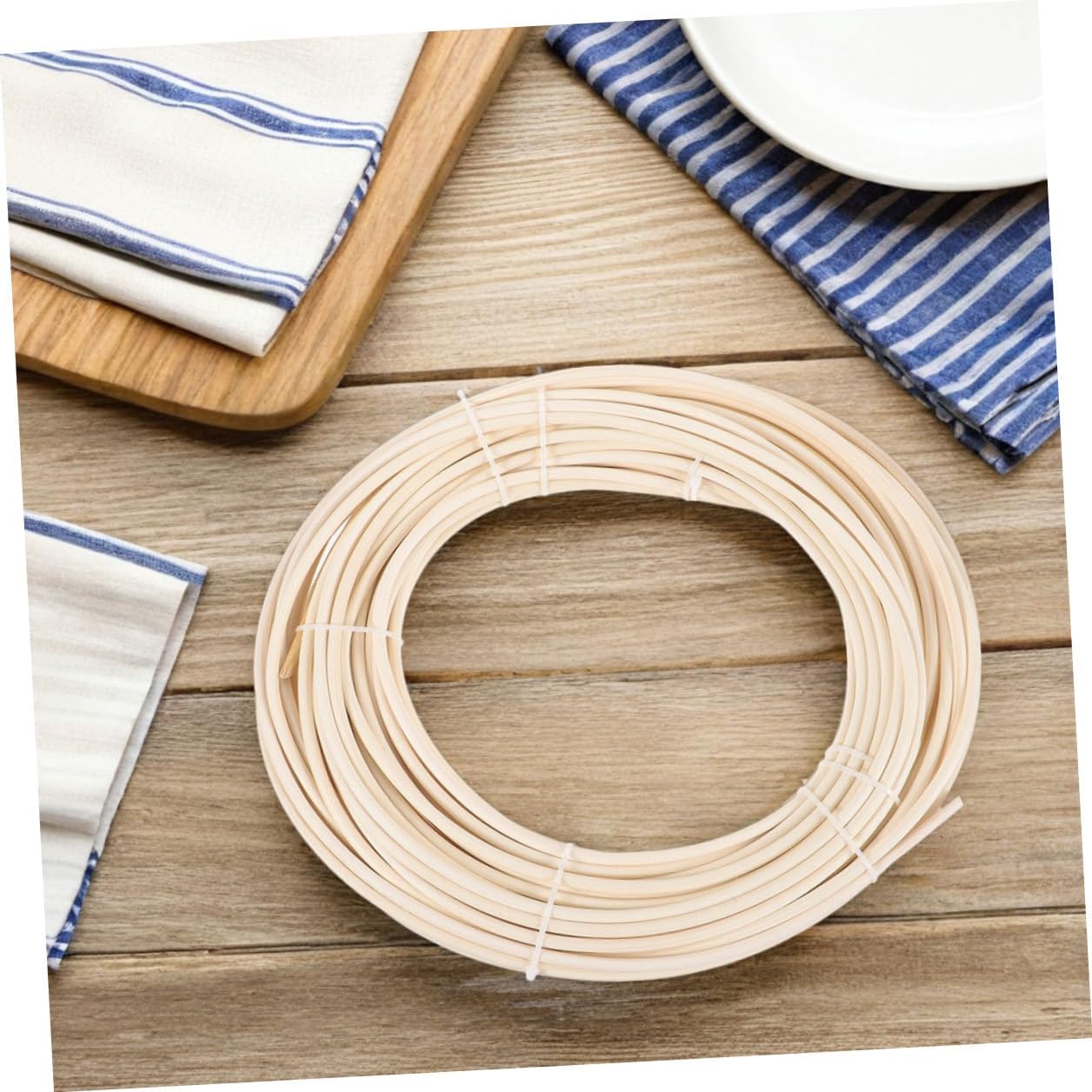 SEWCHICS 3 Pieces 5mm Round Reed Coil Basket Weaving Cane for DIY Rattan Furniture Repair Supplies and Chair Making Crafting Material
