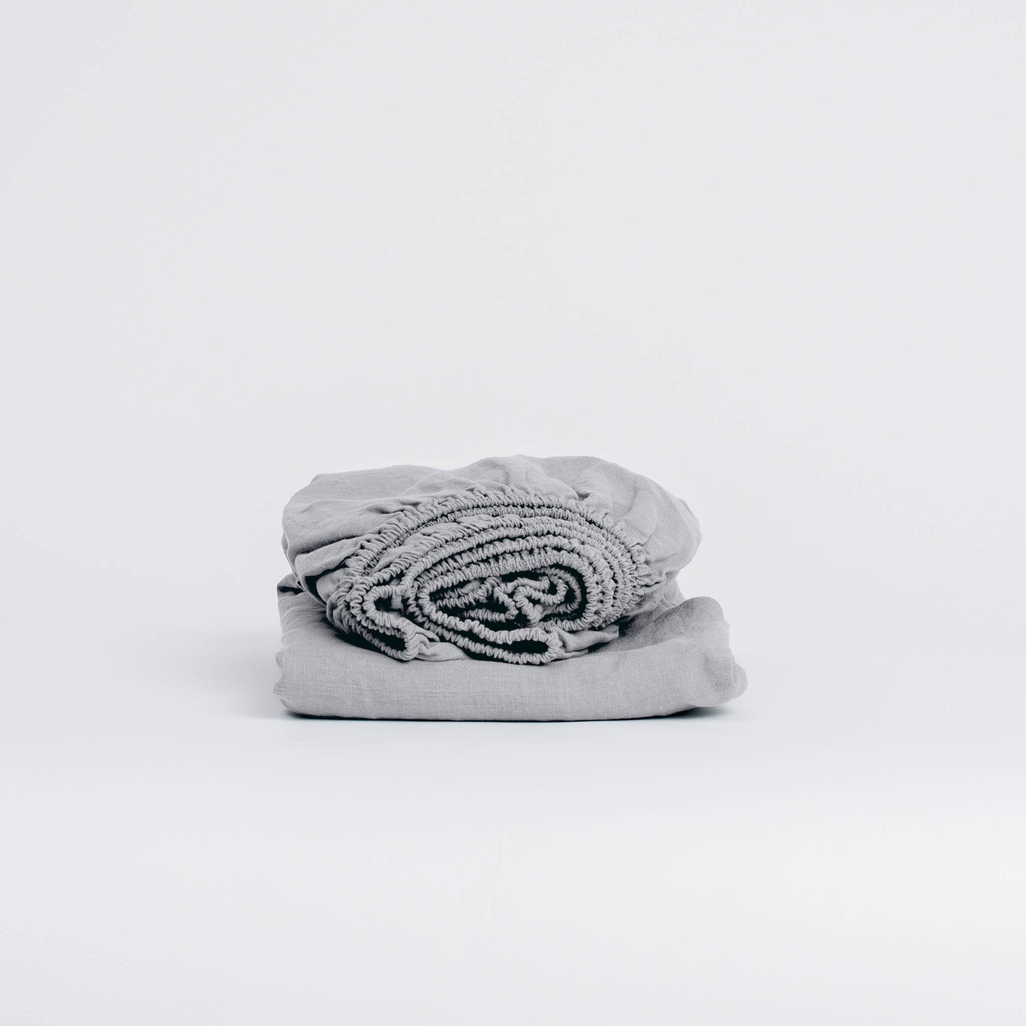 My Linen Home Sábana Bajera de Lino 100% Lavada a la Piedra con Esquinas Gris Claro, 160x200x20cm I Dobladillo Elástico Continuo I Hipoalergénica, Termorreguladora, Transpirable I Delicada y Suave