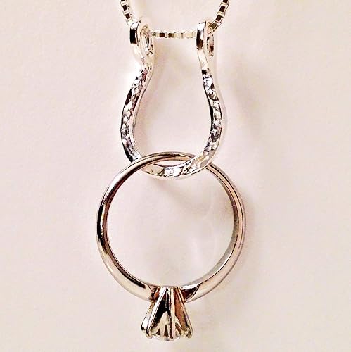 Miniatura 2 de 100% plata esterlina, collar con colgante pequeño de herradura de 916 x 78 pulgadas. Anillo para colgar desde el interior inferior, es un método más