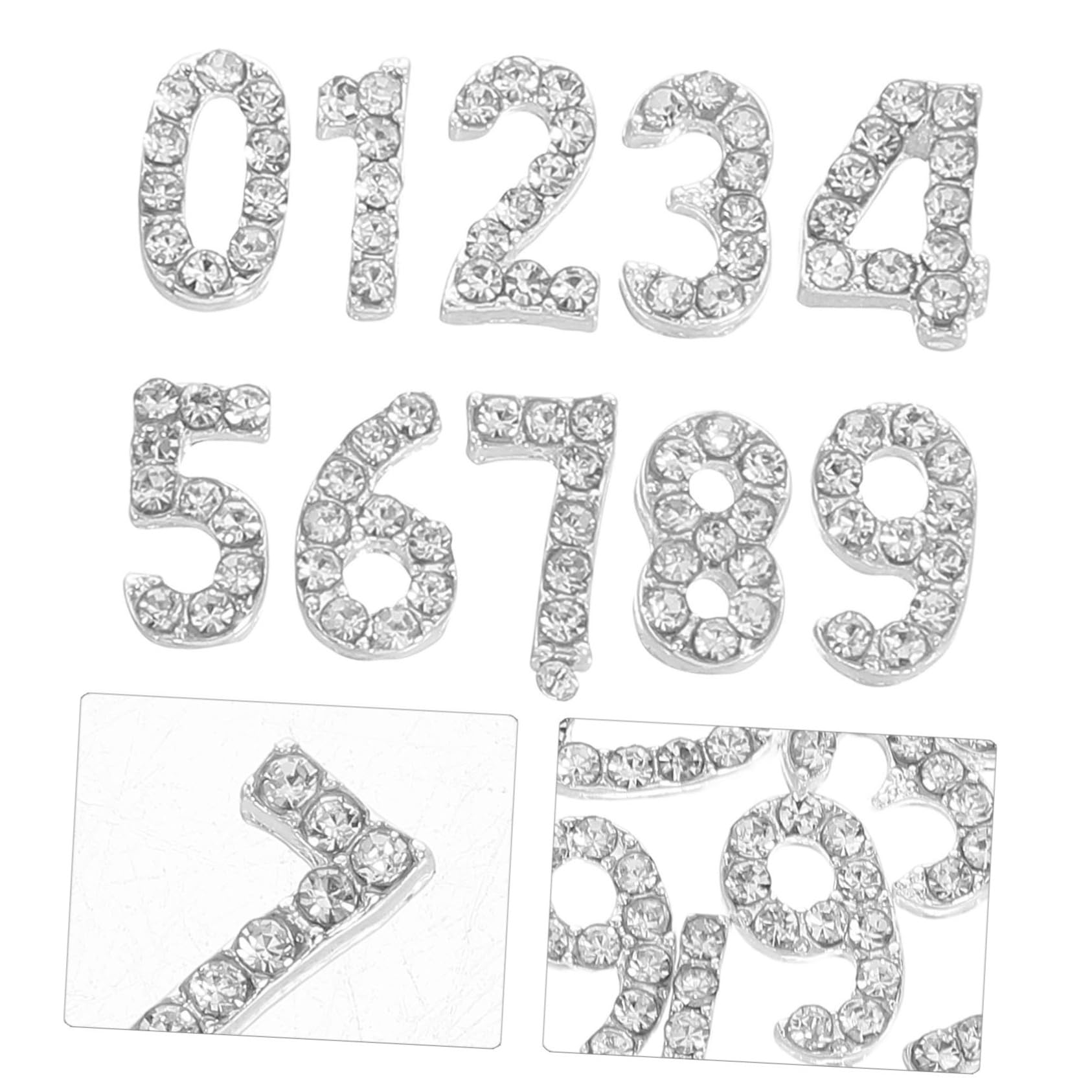 PLAFOPE 100 Pezzi Charm numerici per unghie con cristalli flatback decorazioni manicure con numeri arabi brillanti per nail art creativa e accessori decorativi per ragazze
