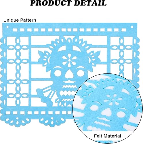 Miniatura 3 de 4 carteles de fieltro para fiesta mexicana, Día de los Muertos, Día de los Muertos, decoración del Cinco de Mayo Papel Picado