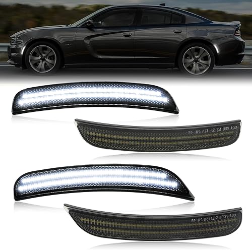 Miniatura 3 de Luces LED de posición laterales blancas compatibles con Dodge Charger 2015 2016 2017 2018 2019 2020 2021 parachoques delantero trasero parachoques