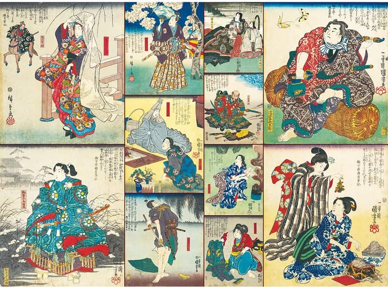 Bristlegrass Rompecabezas de madera para adultos 1000 piezas japonesas Ukiyoe Kuniyoshi Kakegawa The Tale of Genji Edo Period Samurai japonesas