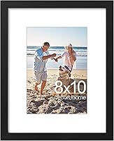 decorUhome Black 8x10 Picture Frame - Fits 5x7 with Mat or 8x10 Photos, Sturdy Engineered Wood for Wall or Tabletop Display