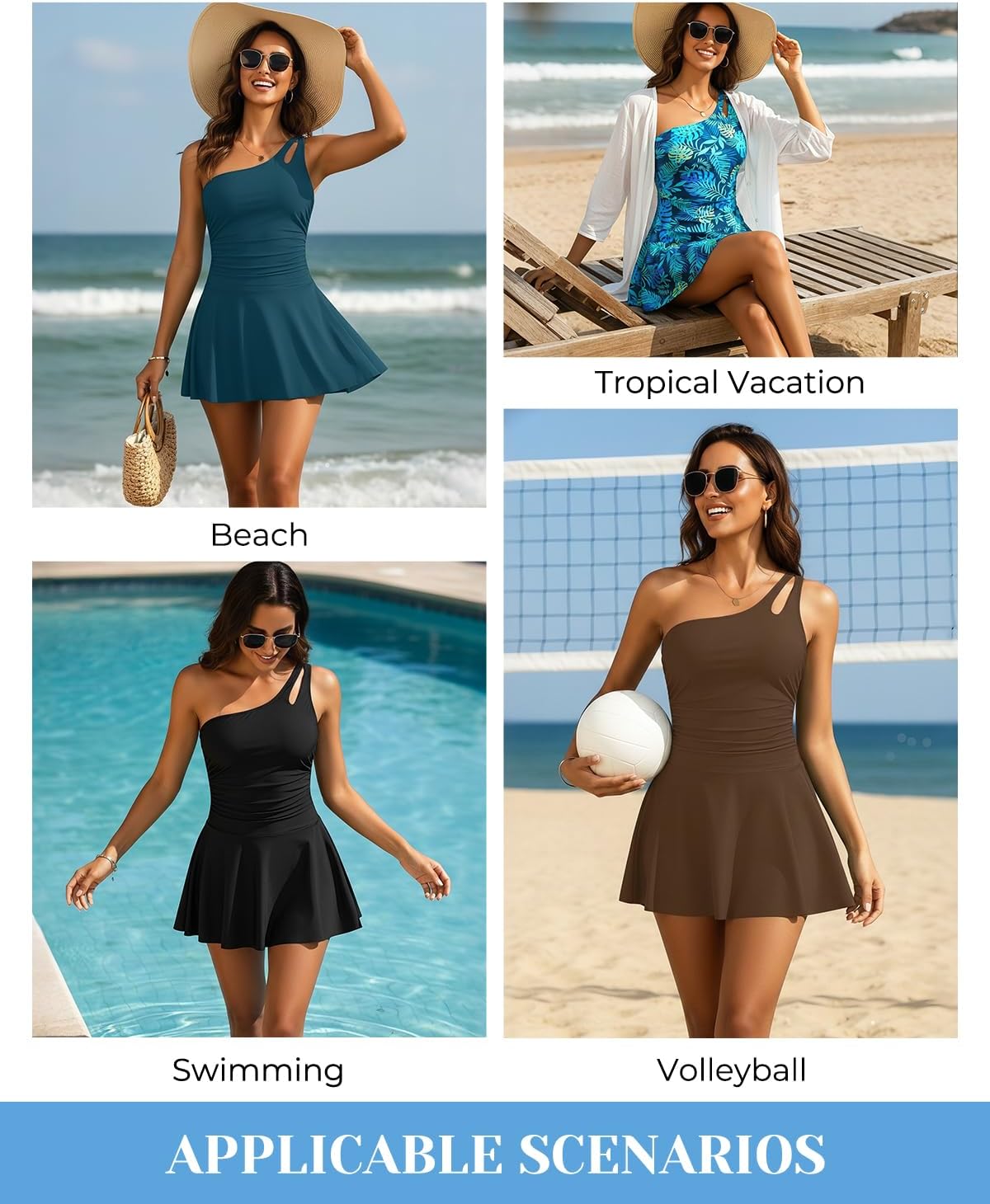 Yonique Modest One Piece Tummy Control Swimdress - Women One Shoulder Skirted Bathing Suit 2025