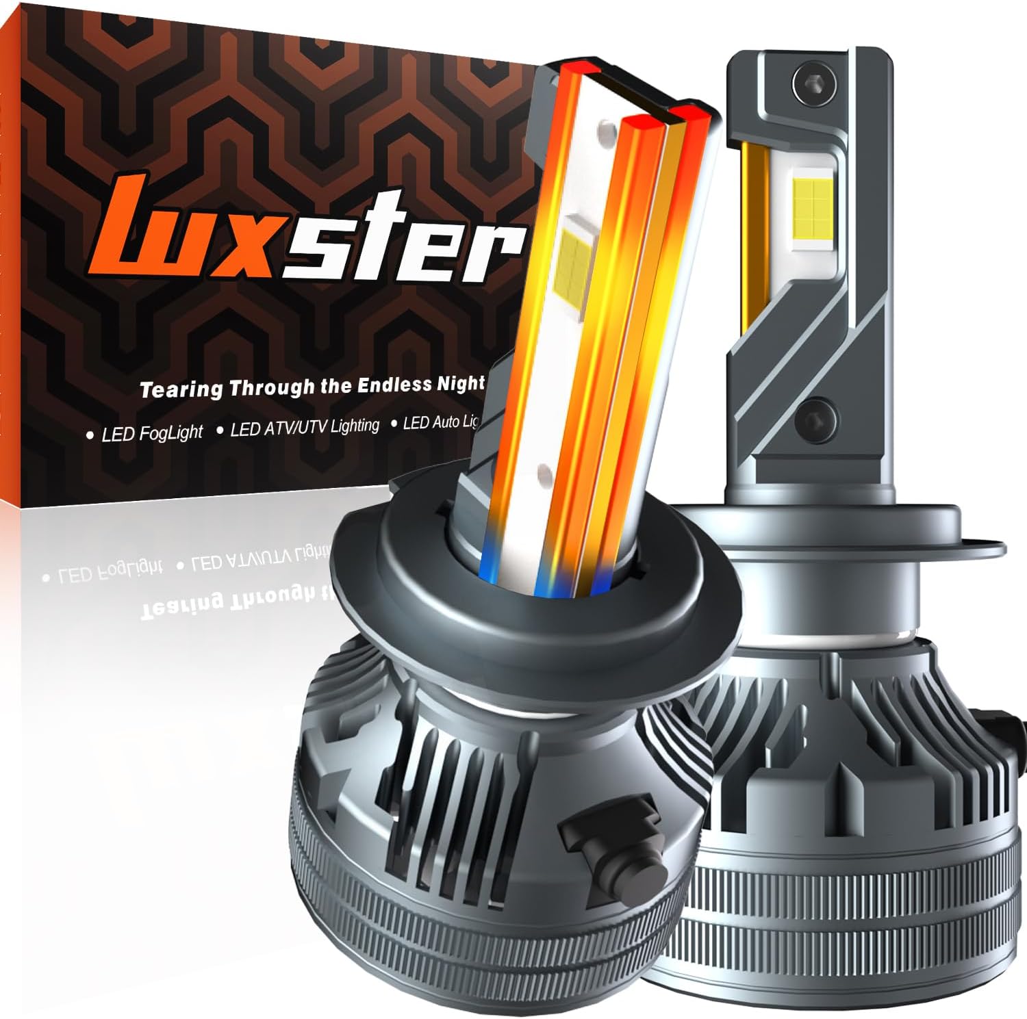 LUXSTER Punisher H7 LED Bulbs, 60000LM Ultra Bright, Triple Copper Pipes Cooling Tech(Unique), Plug-N-Play Installation, 6000K Pure White, IP68 Waterproof, Pack of 2