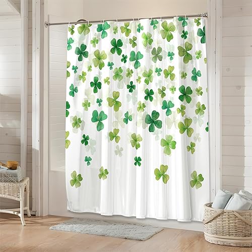 Miniatura 4 de Tieshankao Juego de cortina de ducha de trébol del día de San Patricio con 12 ganchos de 72 x 72 pulgadas