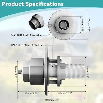 Upgrade RV Water Inlet: Stainless Steel with Quick Connect, 90 Elbow & Check Valve, 3/4 GHT, Leak-Free for RV, Camper, Motorhome, Boat,Replacement