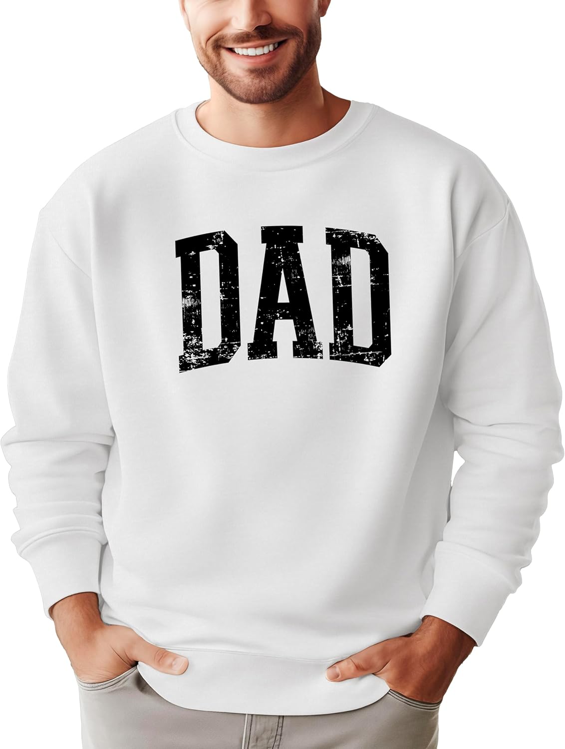 Olive Loves Apple Distressed Dad Sweatshirt for Men Simple Dad Father's Day Sweater