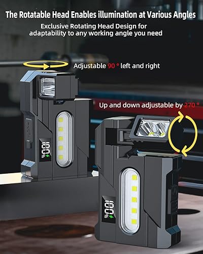 Miniatura 2 de Linterna EDC recargable 2026 con cabezal de lámpara giratorio, mini linterna súper brillante de 500 lúmenes, linternas portátiles de bolsillo plano