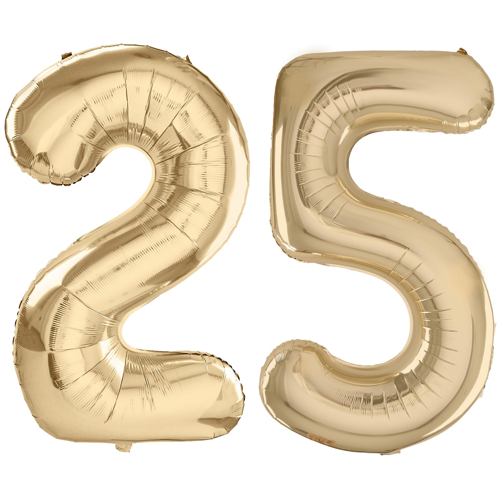 Light Gold Number 25 Balloons 40 Inch Large Aluminum Foil Party Balloons