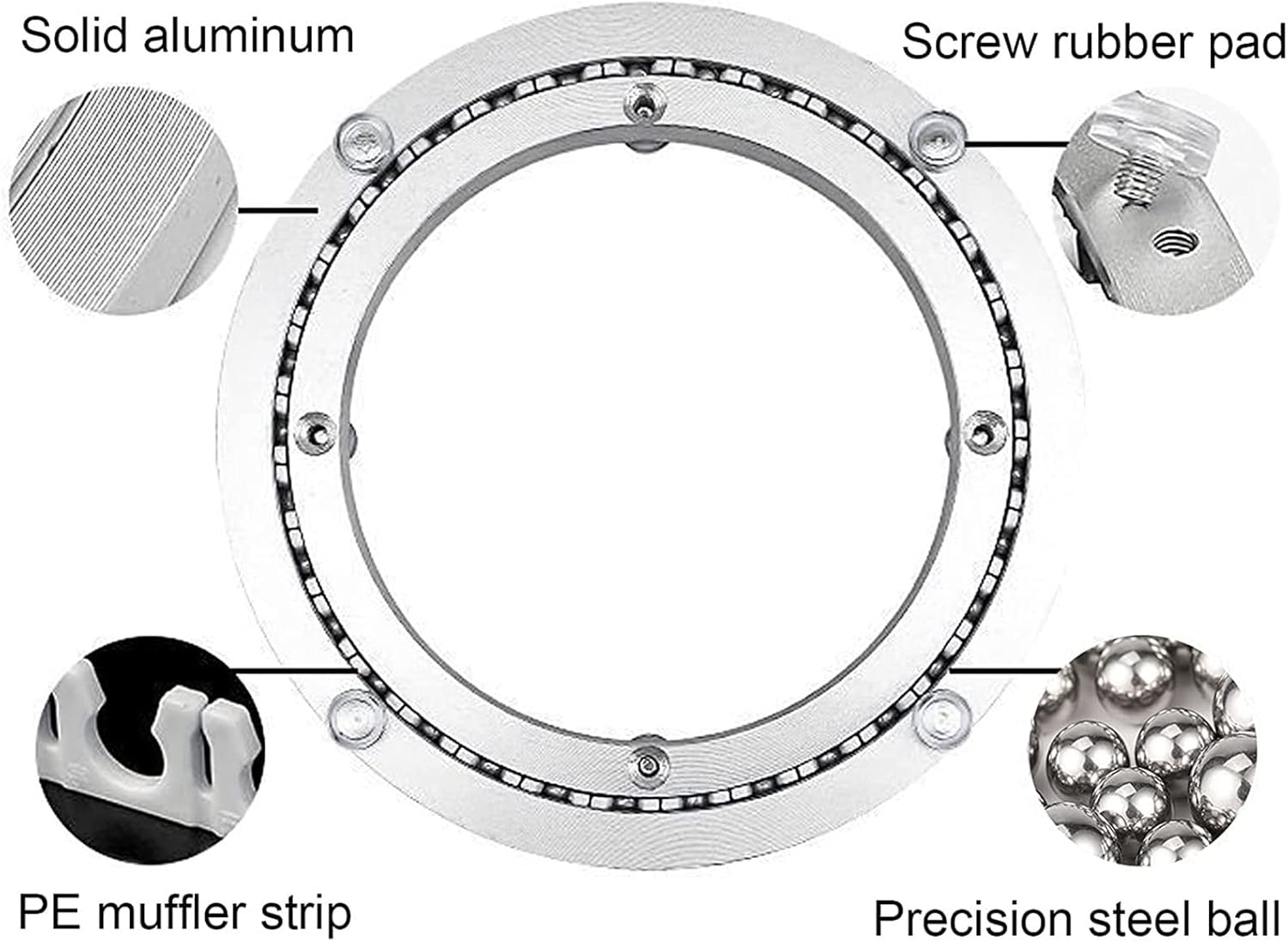 テーブルターンテーブルベースベアリング、8インチアルミニウムターンテーブルリング、高耐久アルミニウム合金、アルミニウム合金ターンテー