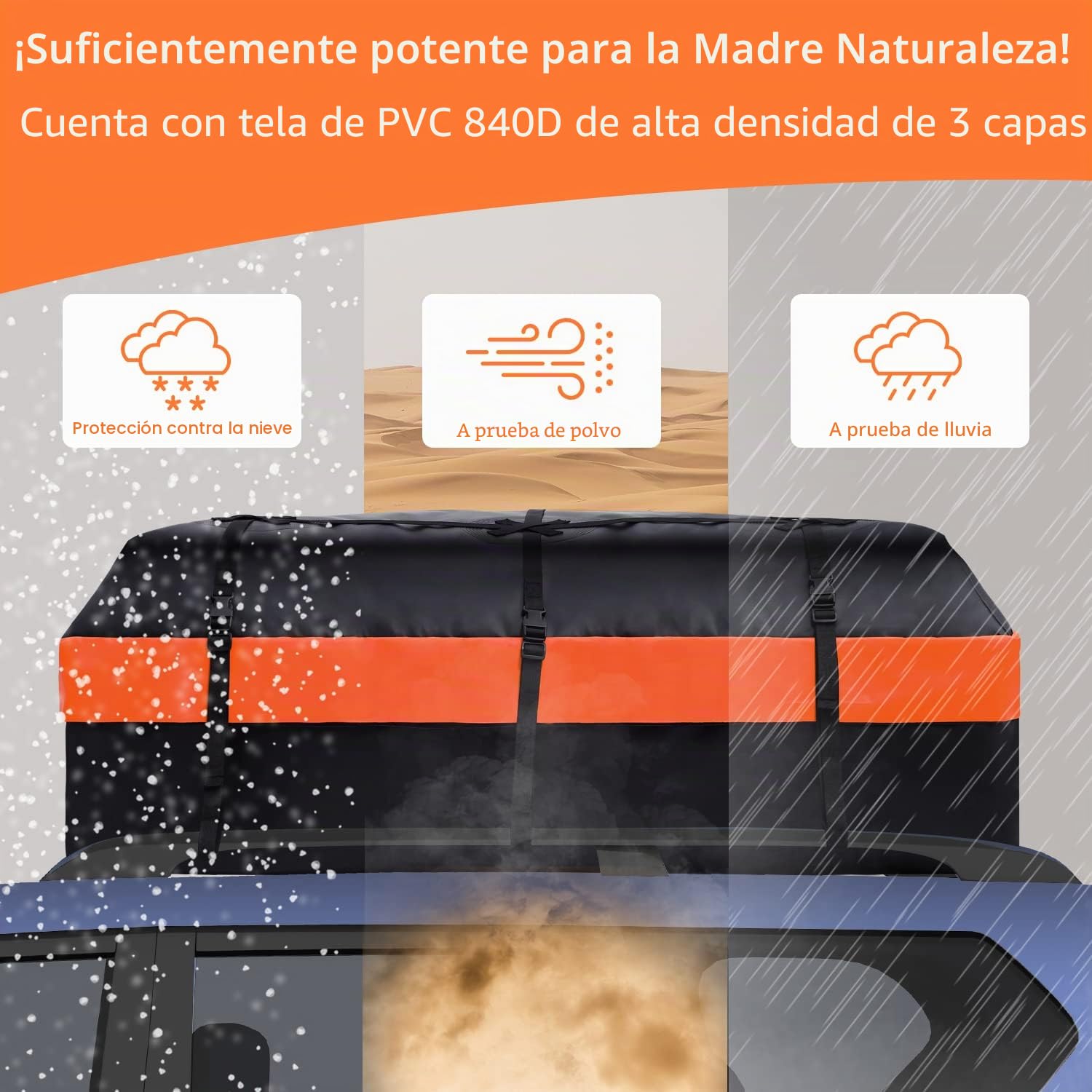Ohuhu Bolsa de Techo de 21 pies cúbicos - Bolsa de Techo Impermeable con Almohadilla Deslizante, 840d Portador de Carga Suave, para Todos los vehículos con/sin Barra Superior