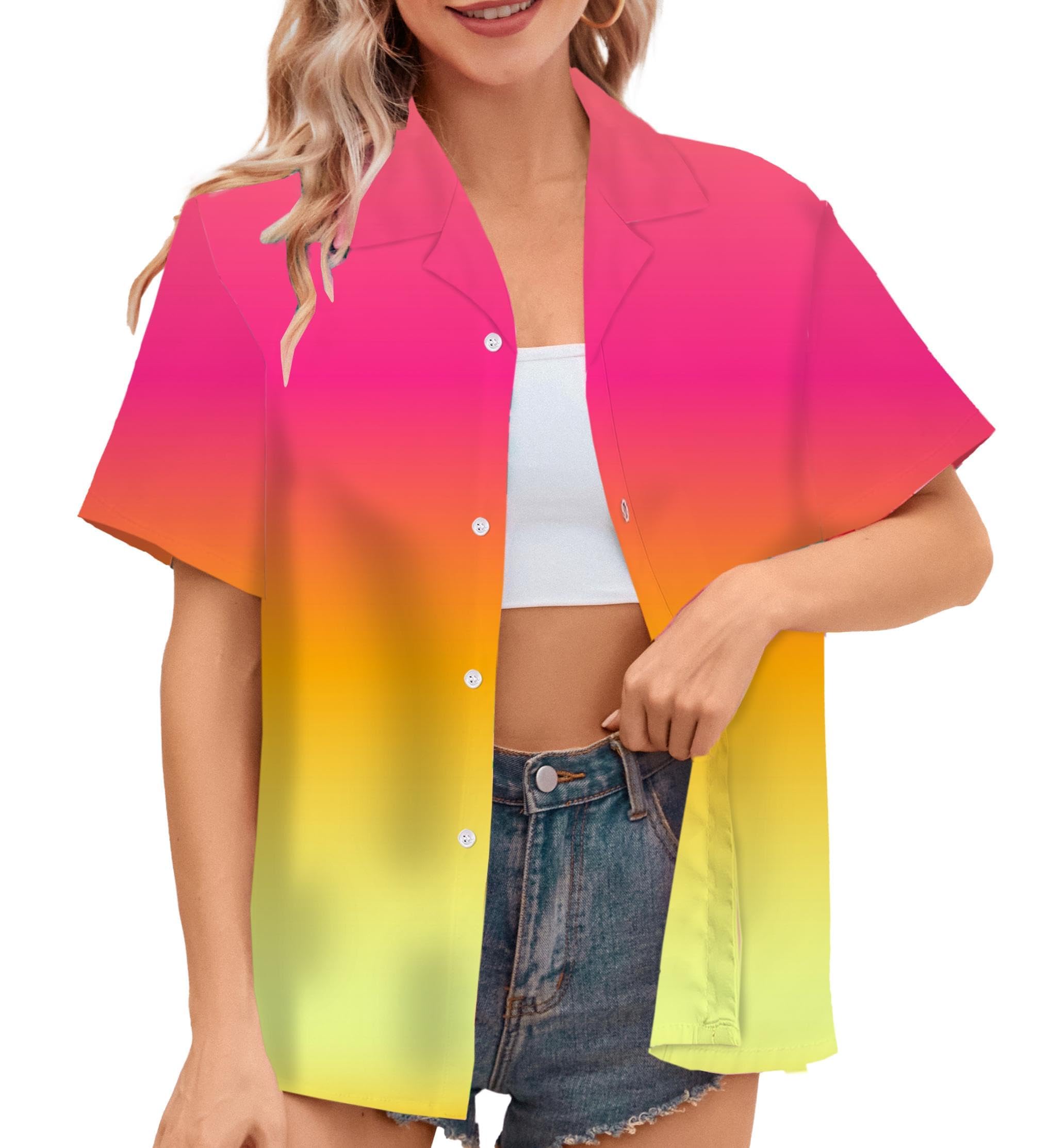 SANGTREE Girl's &amp; Women's Hawaiian Shirts Button Down Short Sleeve Shirts