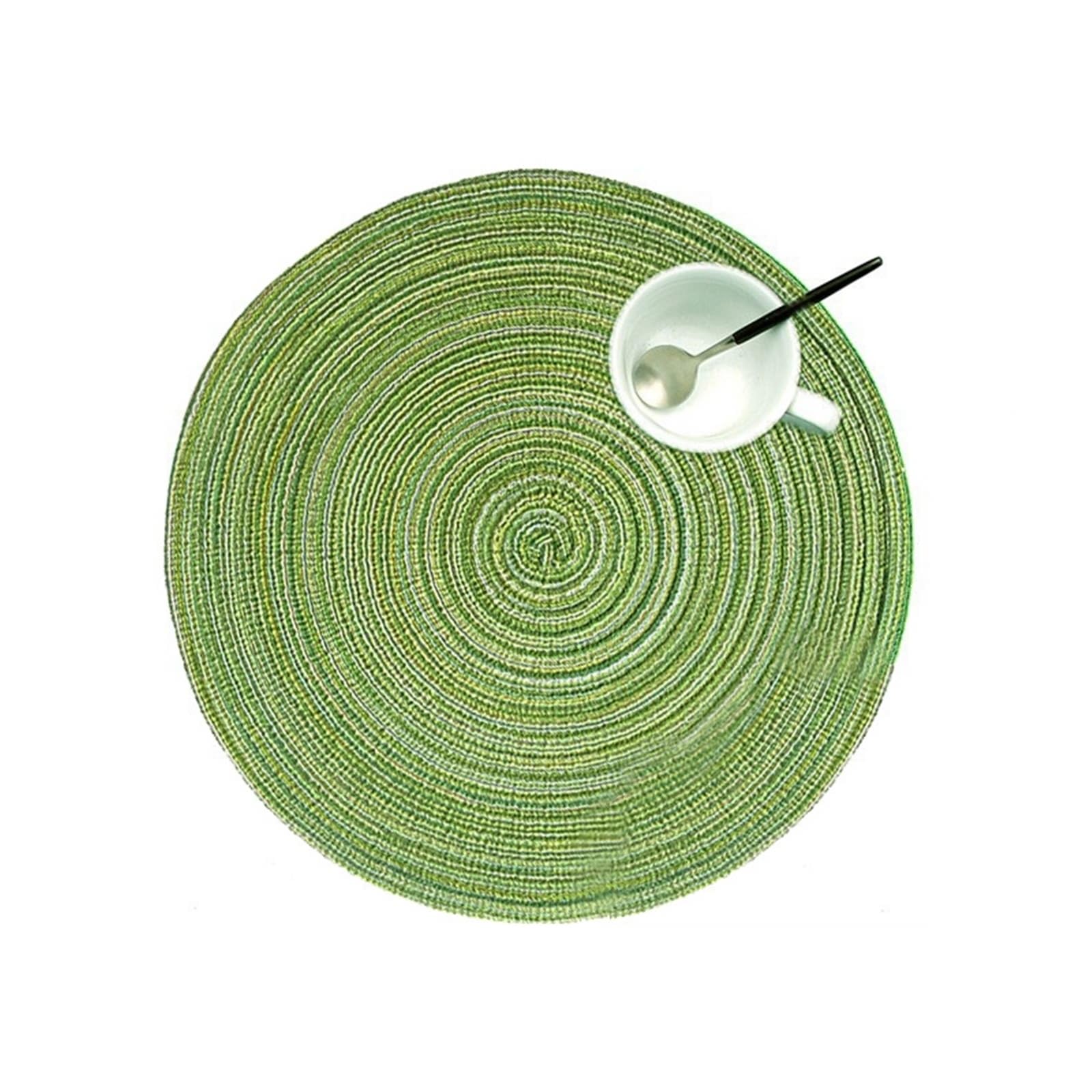 Sets de table vert lin lot de 6 pièces rondes 36 cm pour table salle à manger