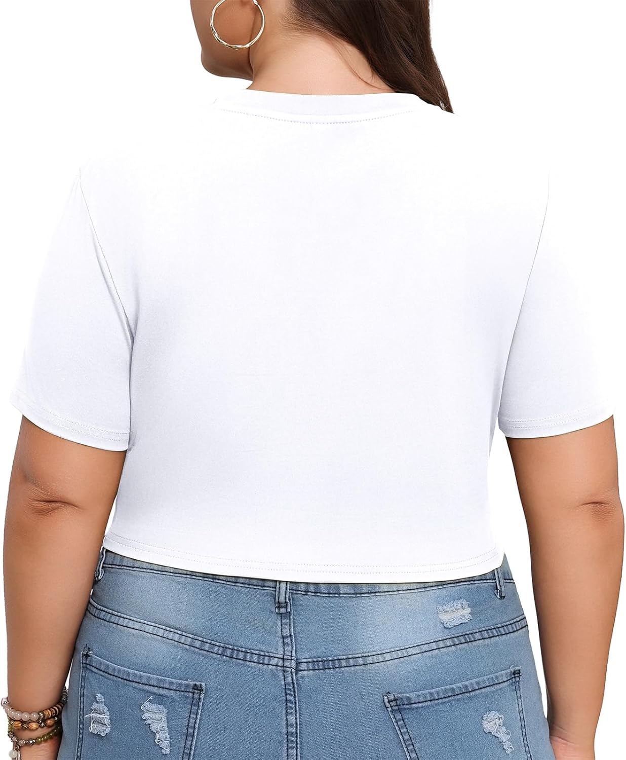 Lastshe Women's Plus Size Summer Crop Tops Short Sleeve Blouses Tie Twist Front Tee T-Shirt Outfits - Image 7