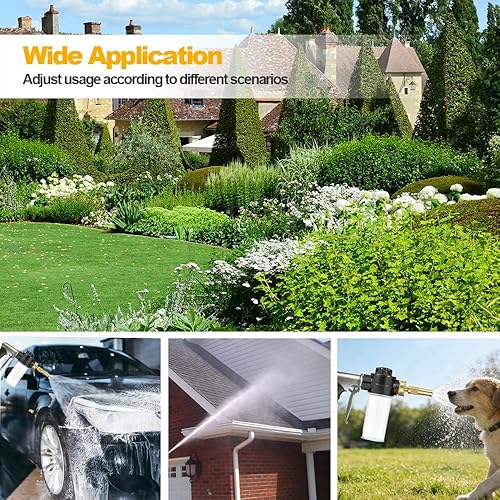 Miniatura 7 de Pistola de boquilla de manguera de alta presión con dispensador de jabón de 100 cc, rociador de metal para lavado de autos para limpieza de