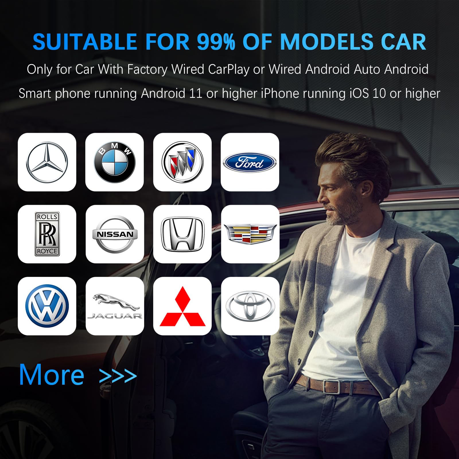 KAOLALI Wireless Carplay & Android Auto Adpater 2 in 1 für Werkseitig Verkabelte Wireless CarPlay Dongle Konvertiert Kabelgebunden zu Kabellos für Autos, Plug and Play, für iOS 10+, Android 11+