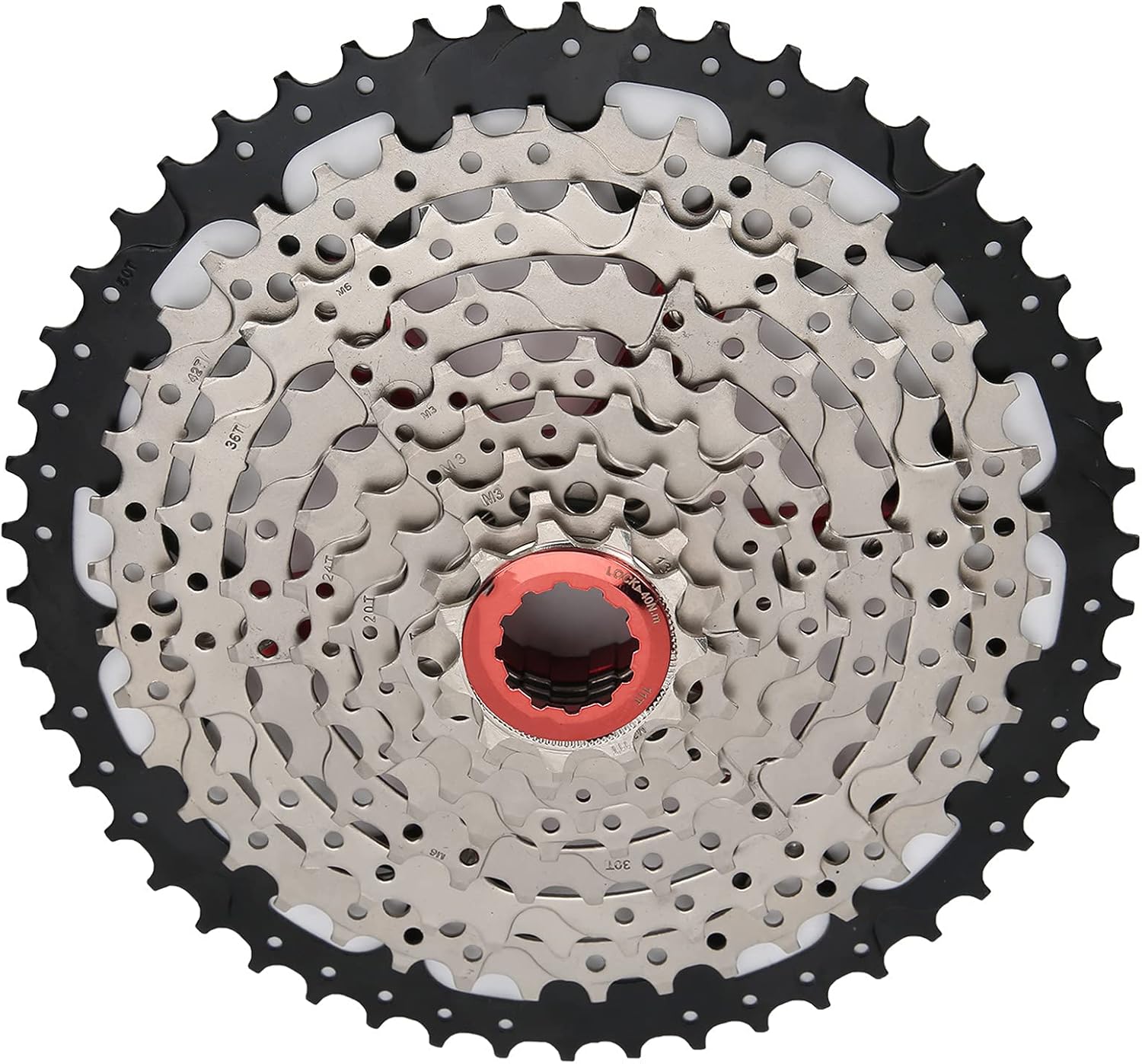 Alomejor Bike Freewheel 9 Speed 11 to 50T Card Type Cassette Sprocket Bike Accessory with Molybdenum Steel Material for Mountain and Road Bikes