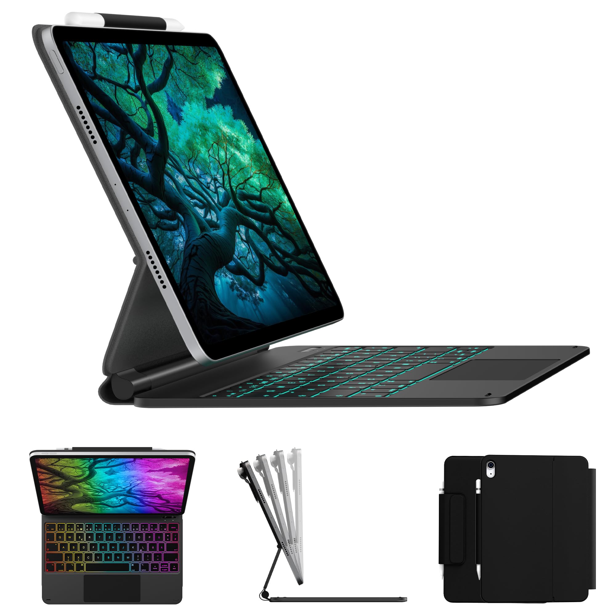 typecase Edge Magnetic Keyboard Case for iPad 11 Generation 2025 A16 11 Inch and 10 Generation (2022) 10.9 Inch, Cantilever Stand Stand, Multi-Touch Trackpad, 11 Backlight