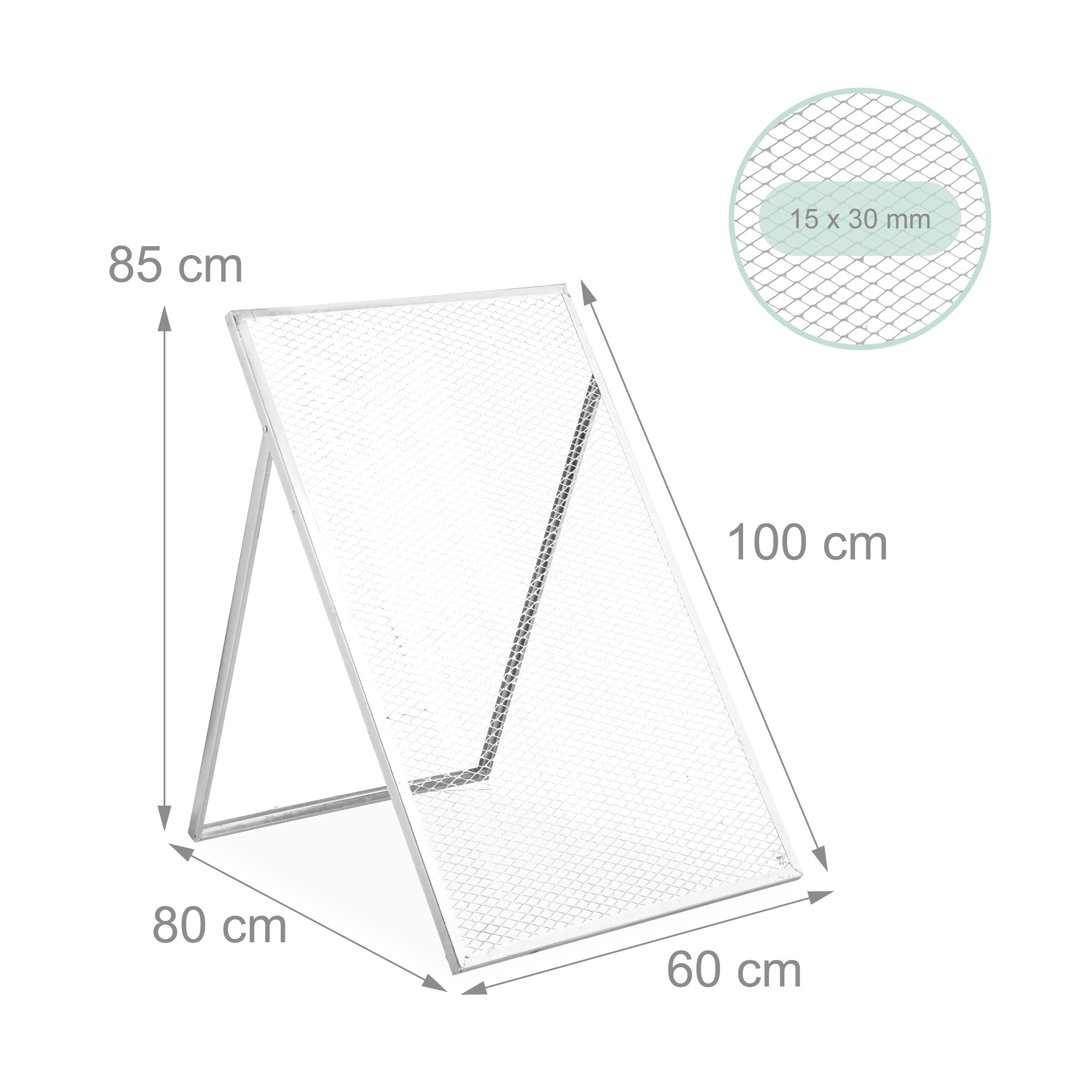 Relaxdays Cribadora Tierra, 100x60 cm, Criba Jardín, Metal Galvanizado, Malla de 15 x 30 mm, Tamiz Abono, Plateado