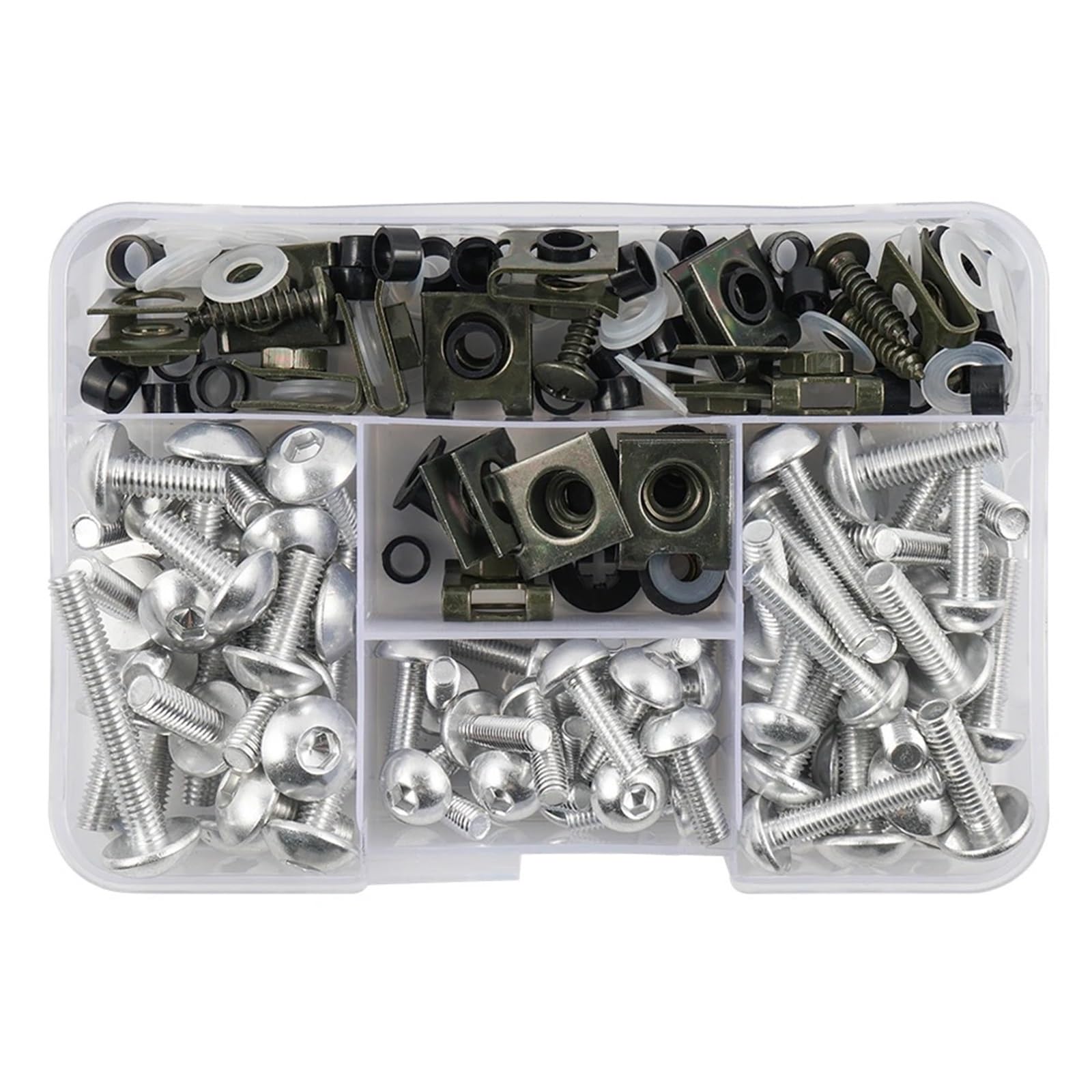Kit Di Bulloni Carene Moto Da 177 Pezzi Per Per CBR650R Viti Per Parabrezza M5 M6, Dadi A Gabbia, Chiave, Elementi Fissaggio Assortiti Assortimento Viti Carrozzeria(Argento)