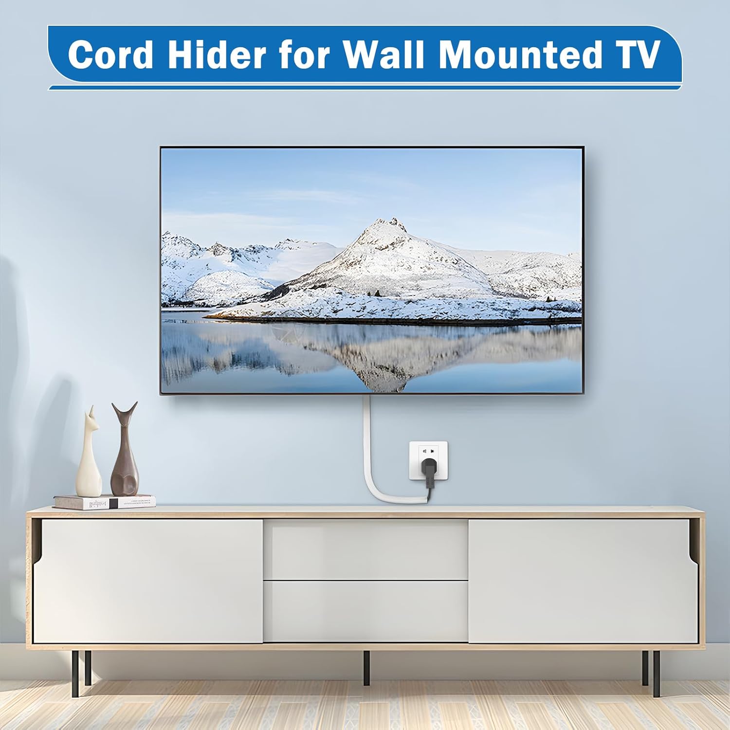 UOMTFAI Wall Cord Hider 390 Inch - Self-Adhesive Wire Cover Raceway for Walls, Flexible PVC Cable Concealer for Home and Office, W0.59 H0.39in - White