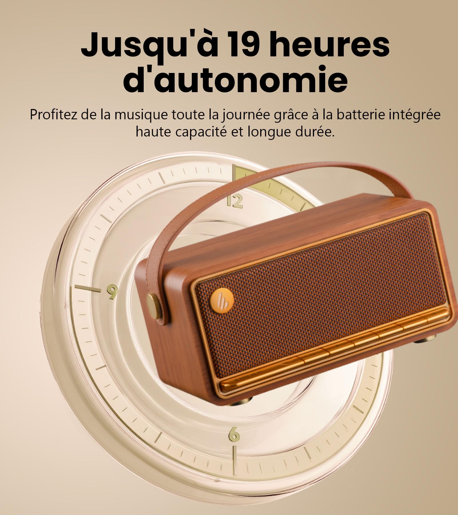 Edifier MP330 Hi-Res Enceinte Bluetooth Portable Audio,40W RMS - Marron | 19h Autonomie, Appairage Stéréo Double, Son 360°, Bluetooth 6.0 & Multipoint, Design Compact pour Intérieur/Extérieur