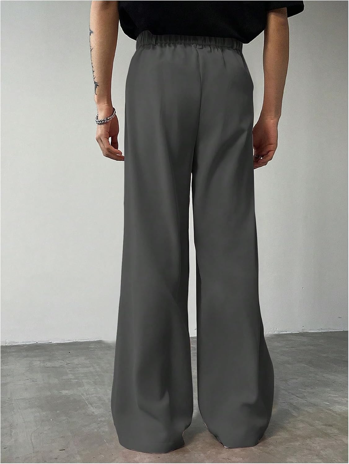 SHENHE Men's Pleated Low Waist Wide Leg Suit Pants Casual Dress Wide Leg Loose Long Pants with Pocket
