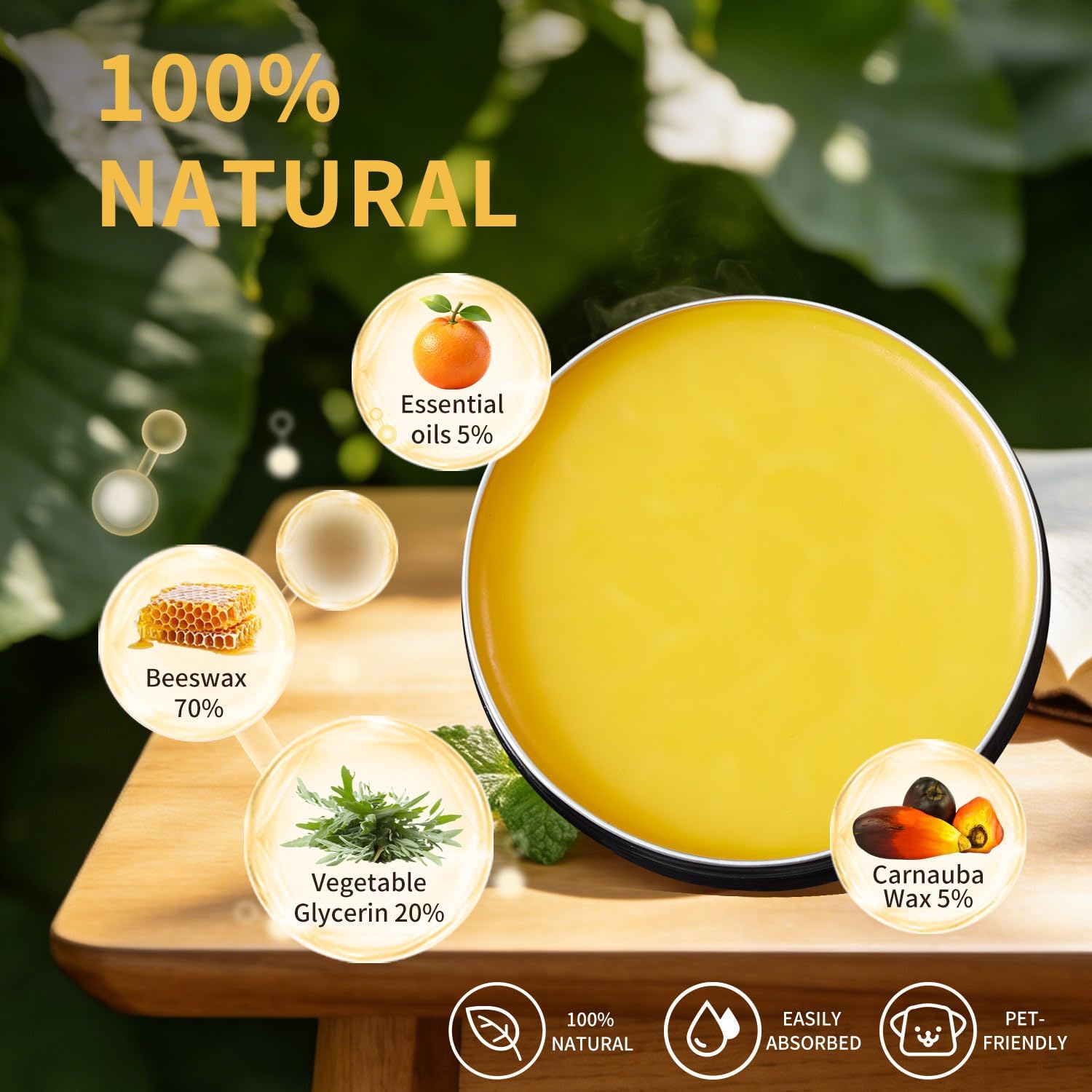 Food Grade Beeswax Cutting Board Care Kit - Butcher Block Conditioner Wax with Reusable Sponges, Sandpapers & Ergonomic Applicator - 7oz Wood Butter Polish for Furniture,DIY Restoration