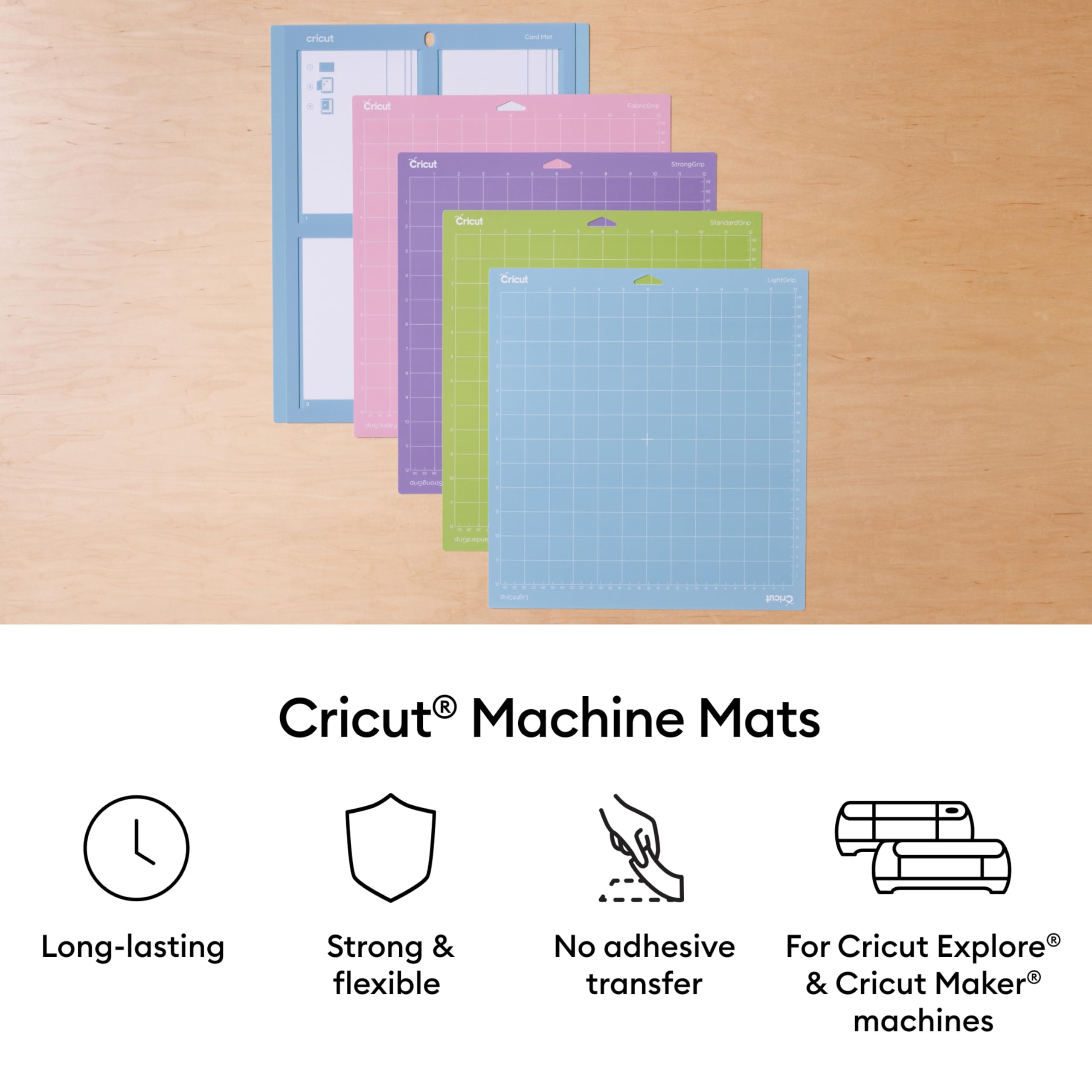 Cricut StrongGrip Lot de 6 tapis 30,5 x 30,5 cm, 12" x 12", Violet Clair