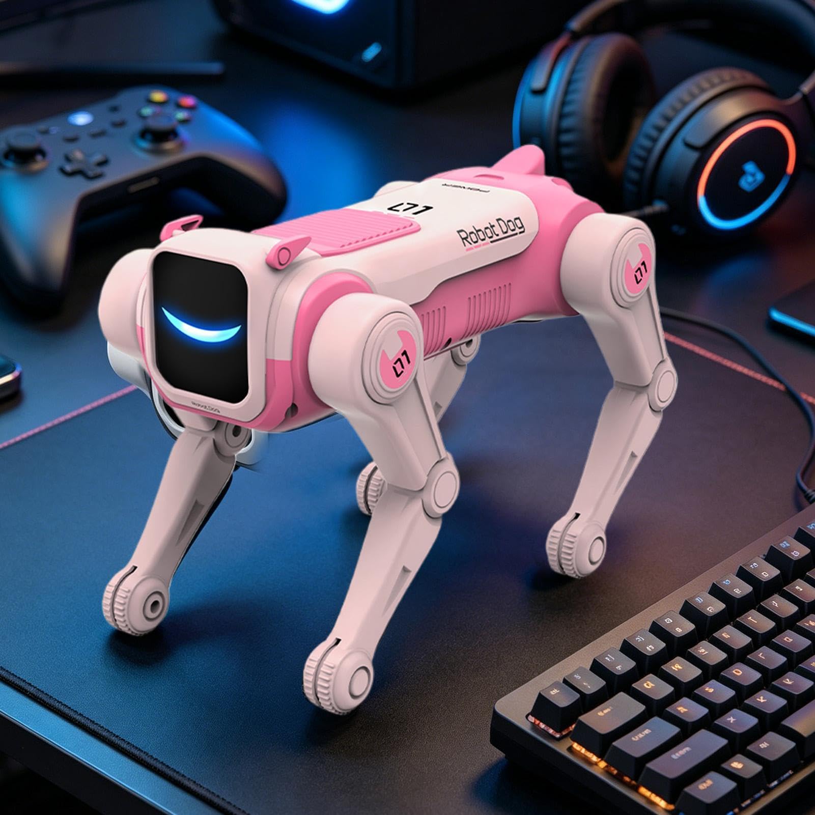 Perro Robot Control Remoto Recargable USB 2,4 GHz | Juguete De Mascota Robótica Con IA para Niños Niñas Juego Aprendizaje Educación Entretenimiento Interior Habitación Infantil